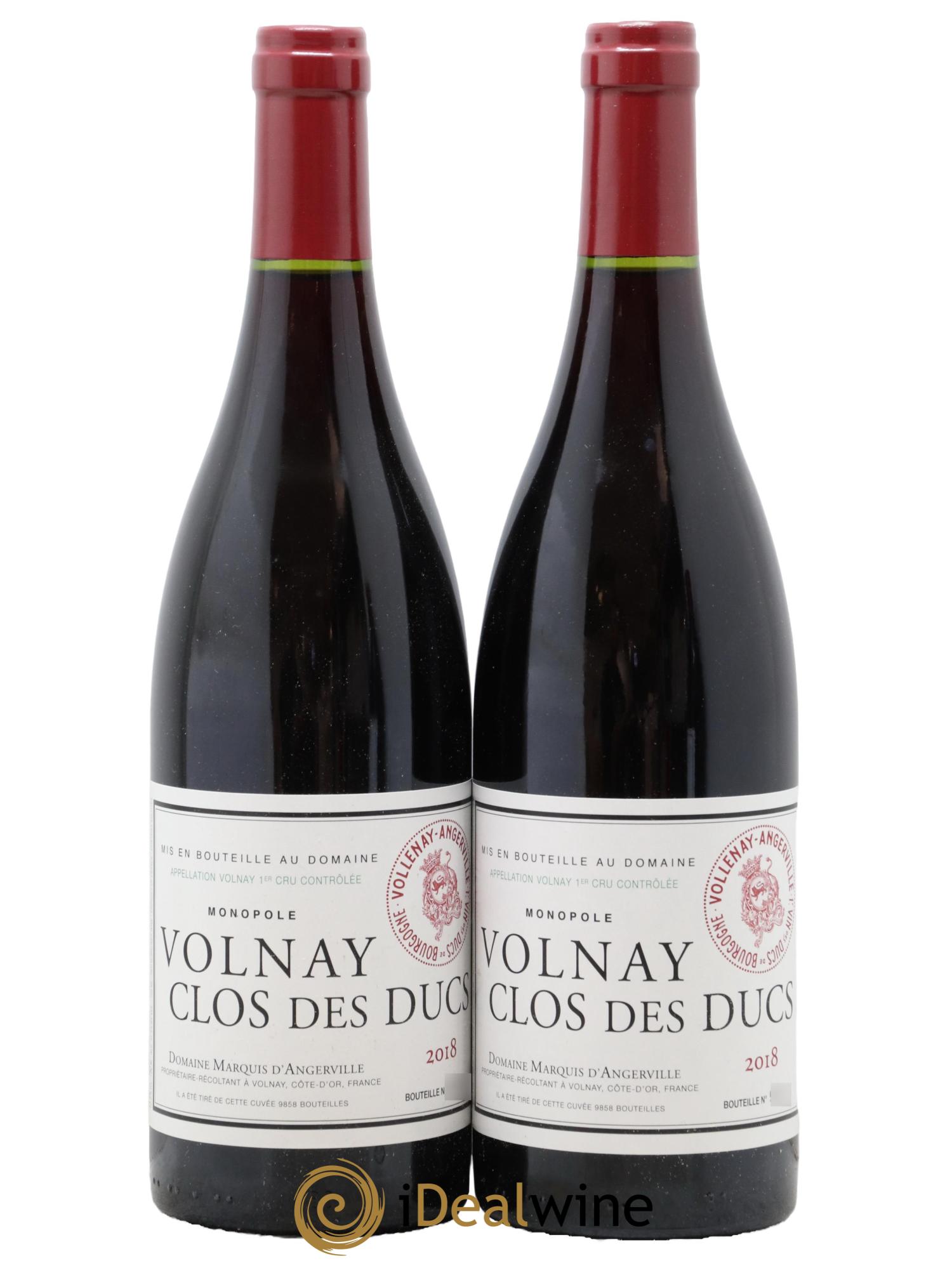 Volnay 1er Cru Clos des Ducs Marquis d'Angerville (Domaine)  2018 - Posten von 2 Flaschen - 0