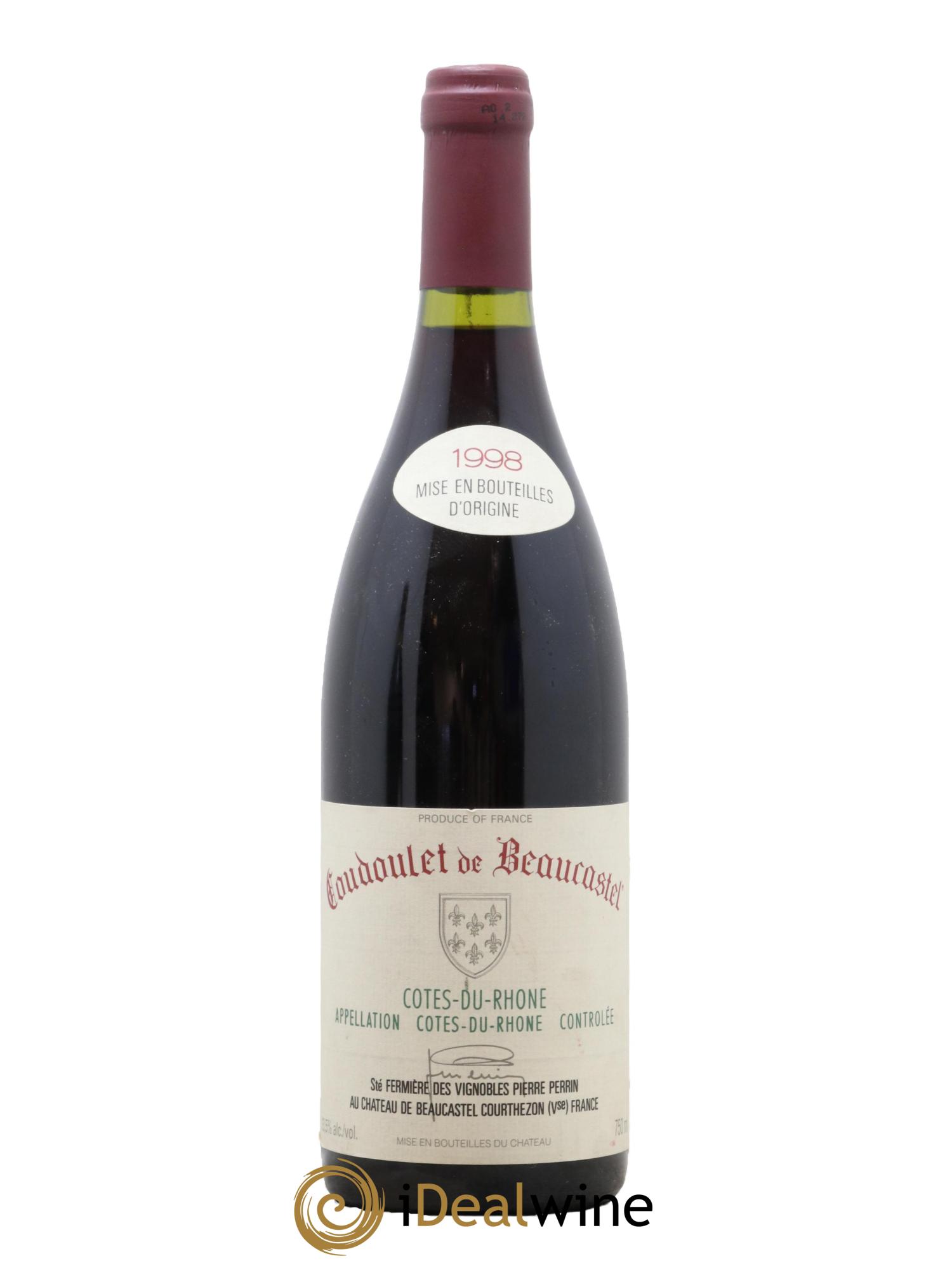 Côtes du Rhône Coudoulet de Beaucastel Famille Perrin 1998 - Lot de 1 bouteille - 0