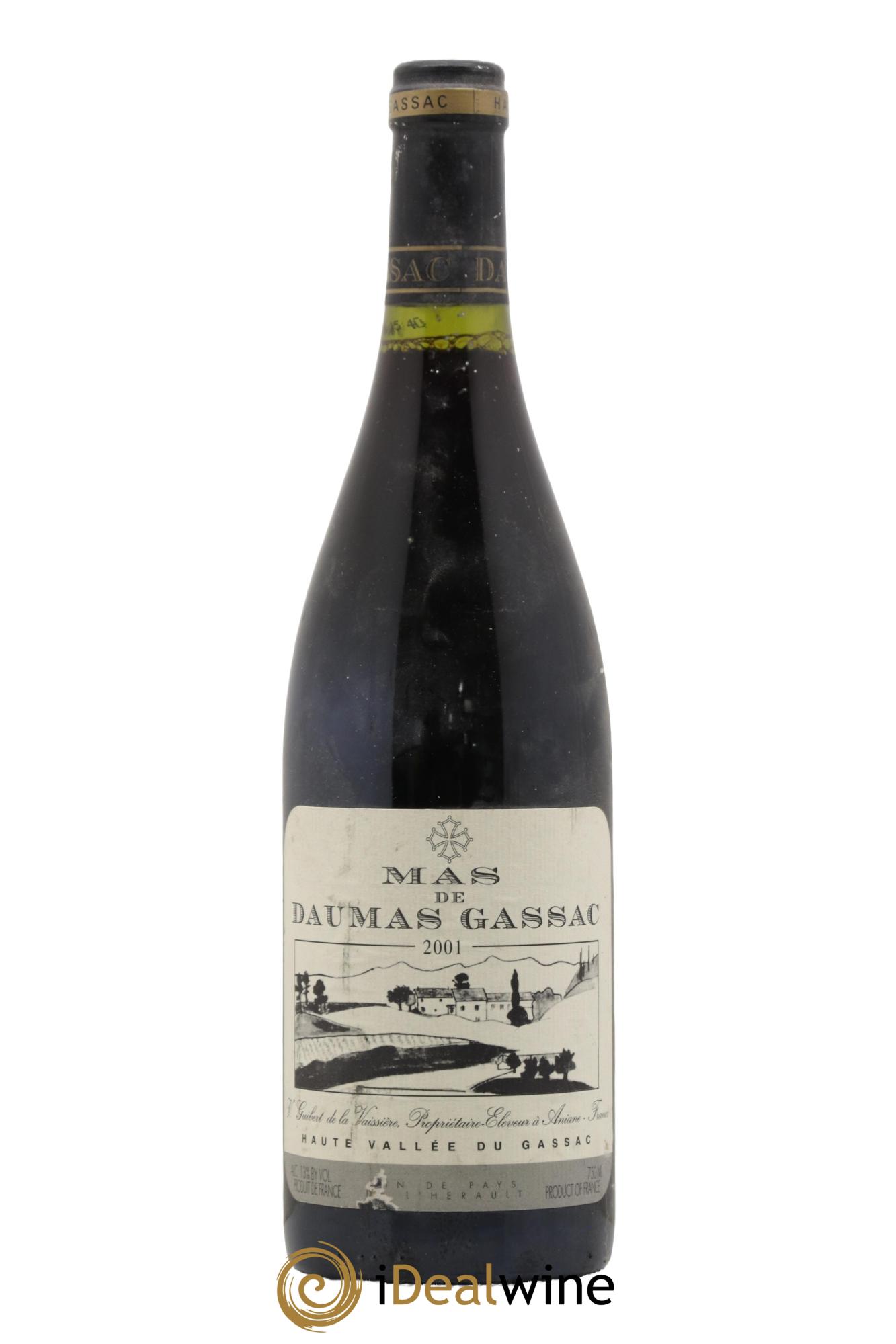 IGP St Guilhem-le-Désert - Cité d'Aniane Mas Daumas Gassac Famille Guibert de La Vaissière 2001 - Lot de 1 bouteille - 0