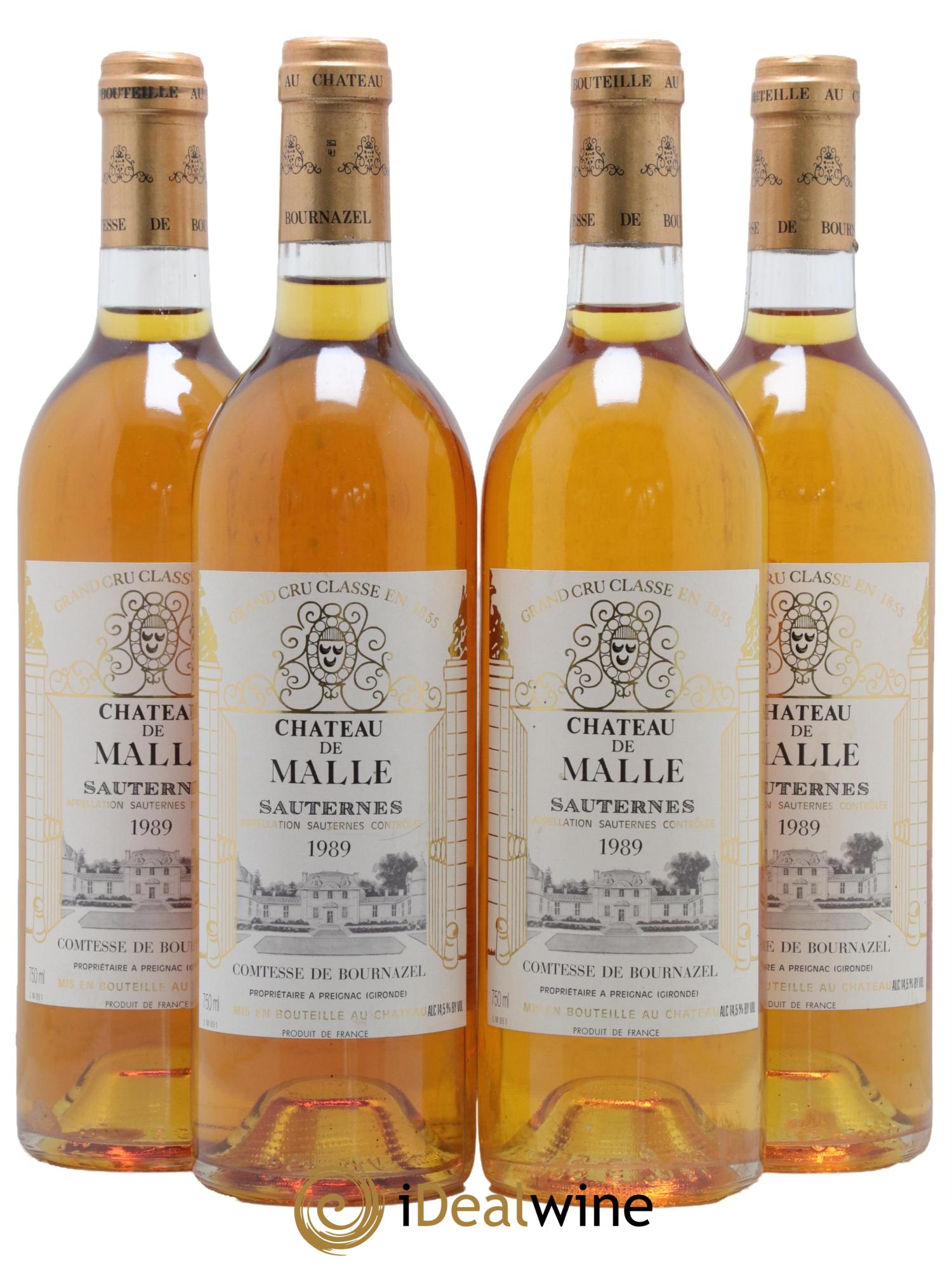 Château de Malle 2ème Grand Cru Classé 1989 - Lot of 4 bottles - 0