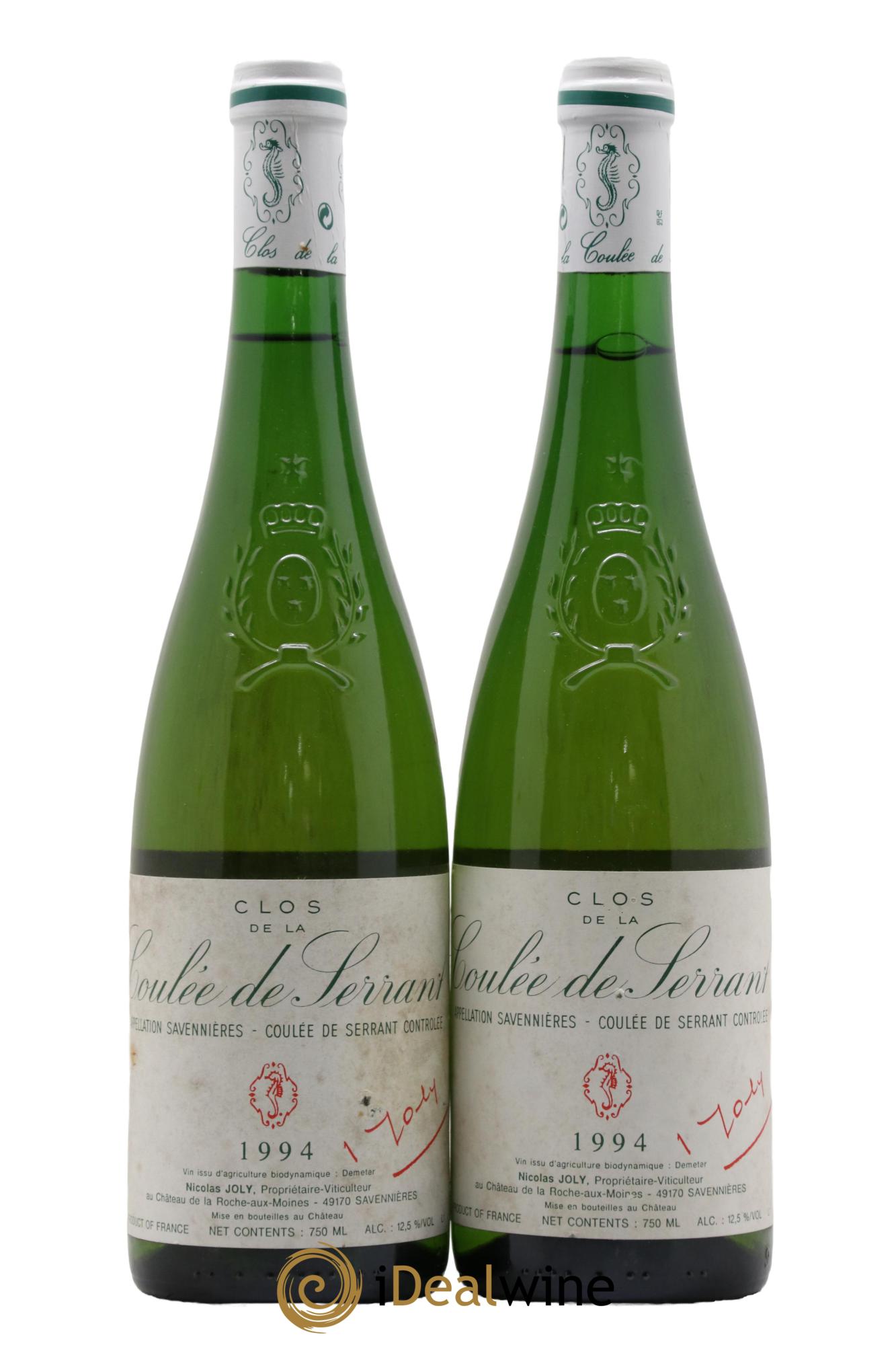 Savennières Clos de la Coulée de Serrant Vignobles de la Coulée de Serrant - Nicolas Joly 1994 - Lot de 2 bouteilles - 0