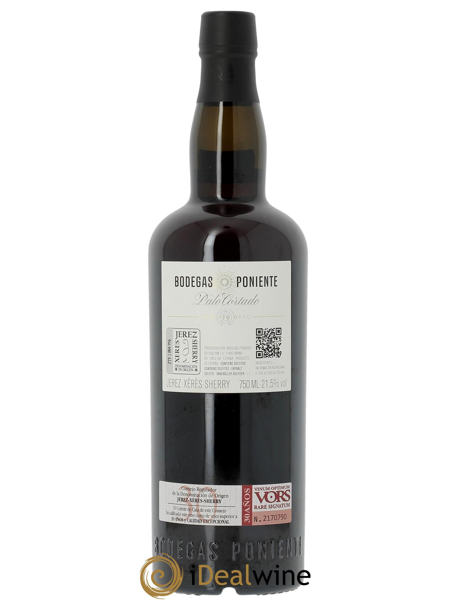 Jerez Bodegas Poniente Alberto Orte Palo Cortado Saca 1/23  - Lotto di 1 bottiglia - 1