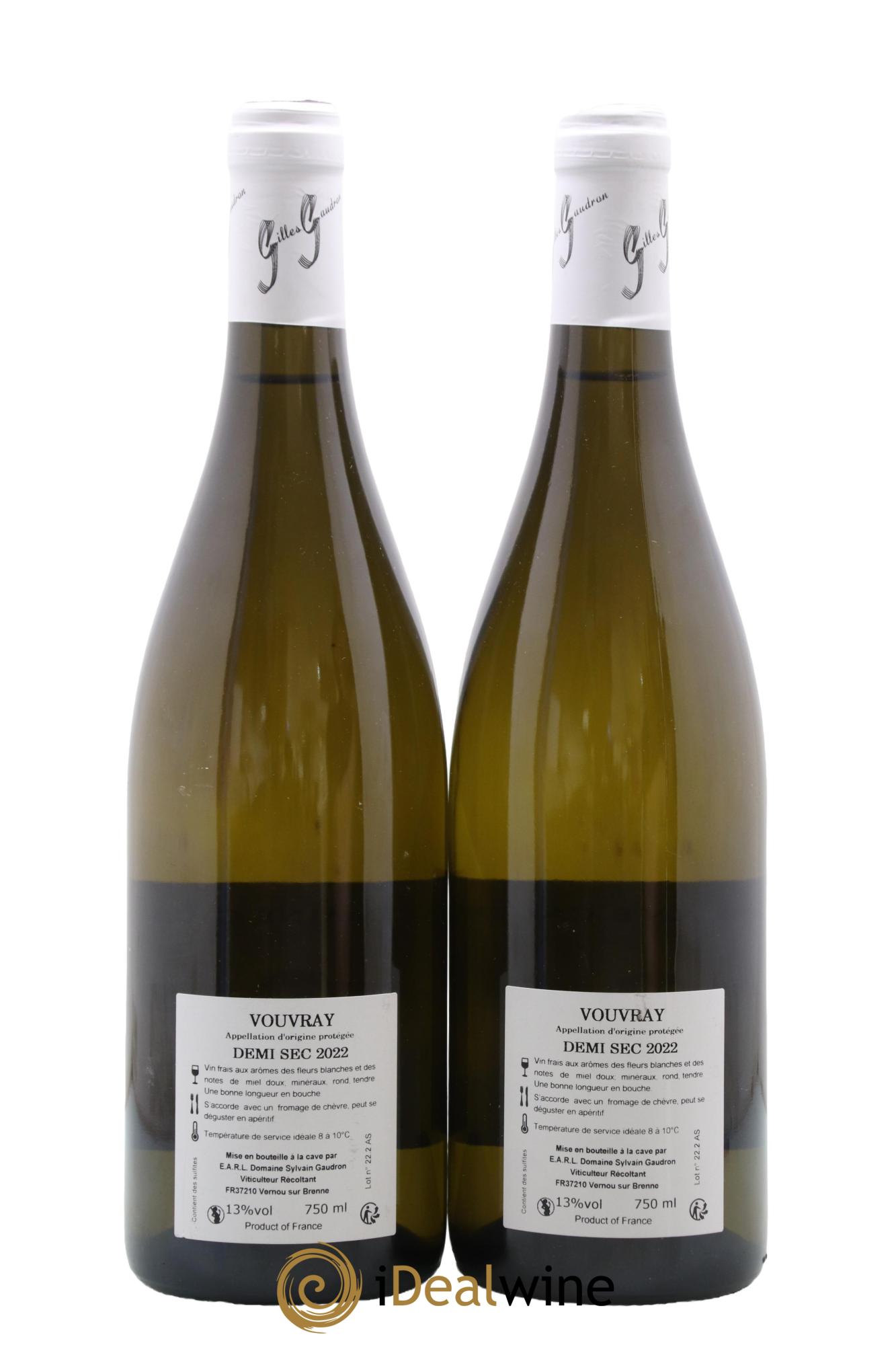 Vouvray Domaine Gilles Gaudron 2022 - Lot of 2 bottles - 1