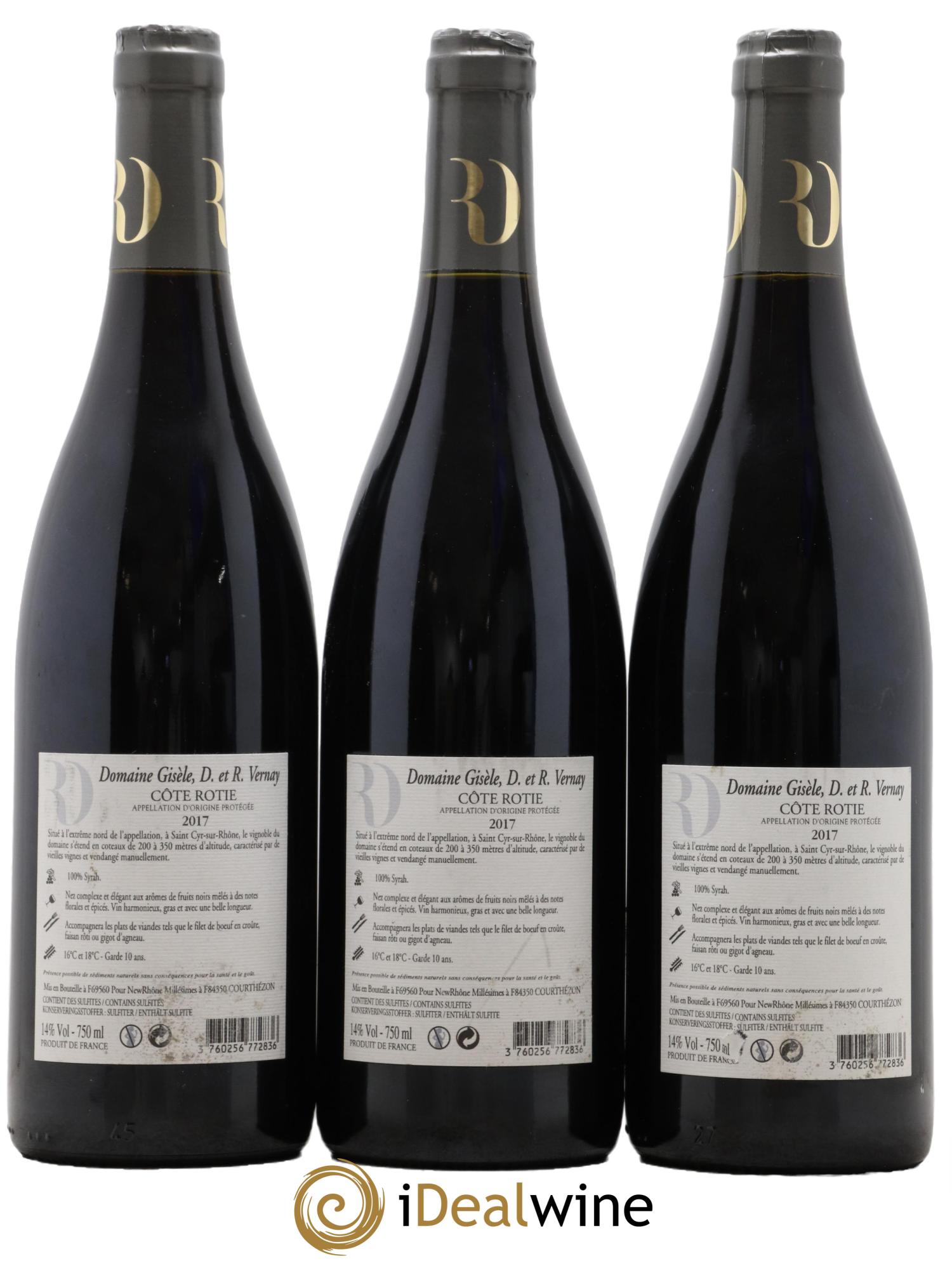 Côte-Rôtie Domaine Gisele, Daniel et Roland Vernay 2017 - Posten von 3 Flaschen - 1