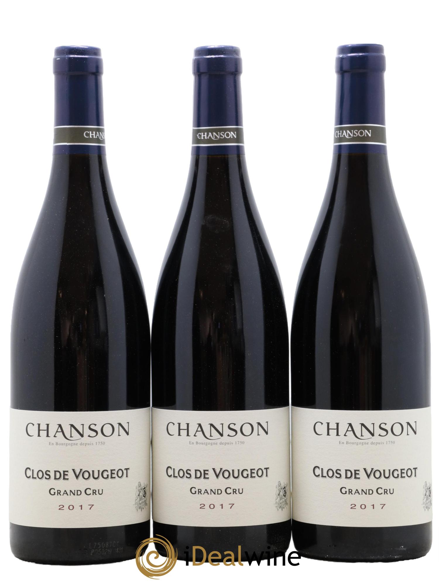 Clos de Vougeot Grand Cru Chanson 2017 - Lot de 3 bouteilles - 0