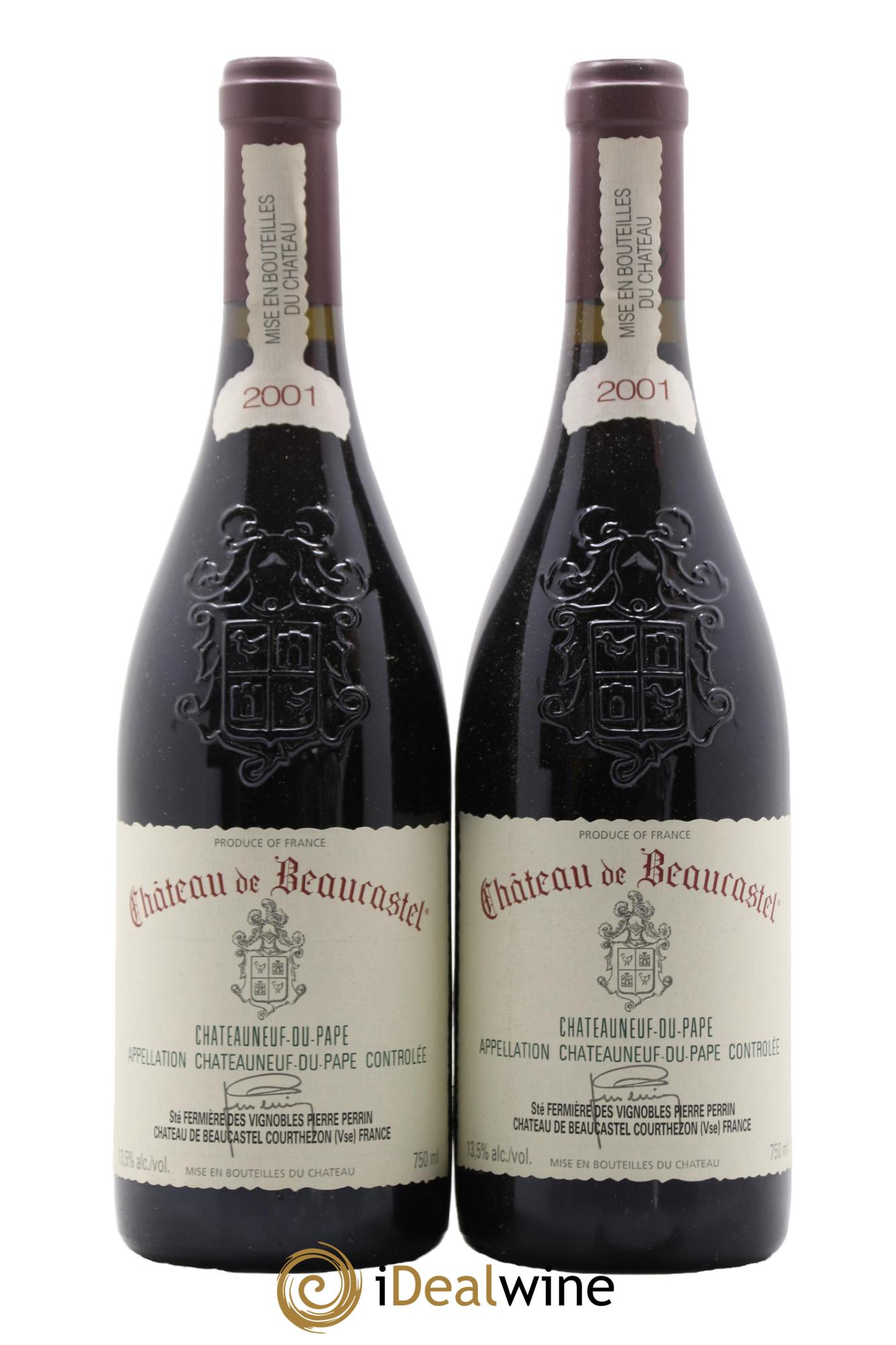 Châteauneuf-du-Pape Château de Beaucastel Famille Perrin 2001 - Lot de 2 bouteilles - 0