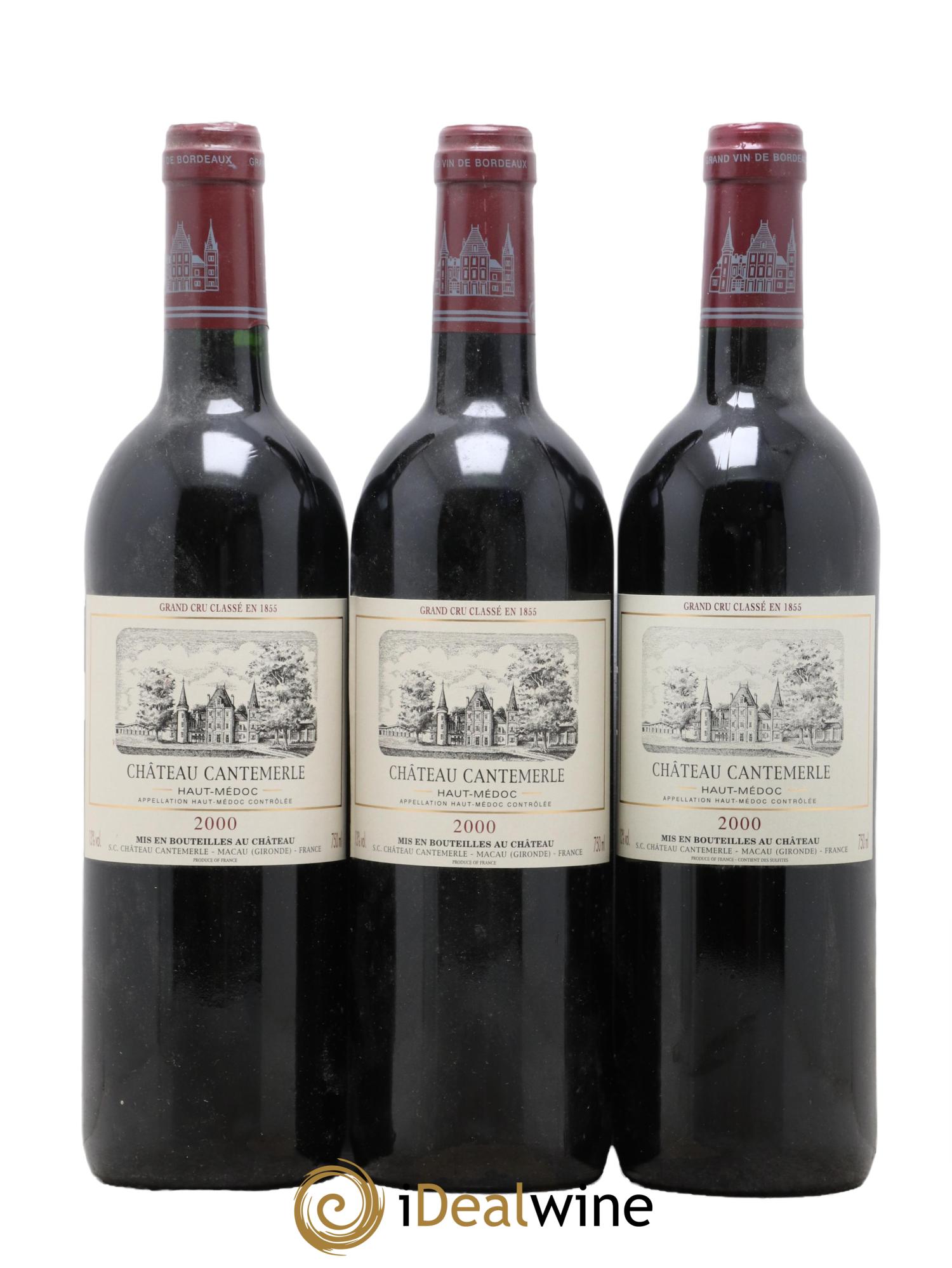 Château Cantemerle 5ème Grand Cru Classé 2000 - Lot de 3 bouteilles - 0