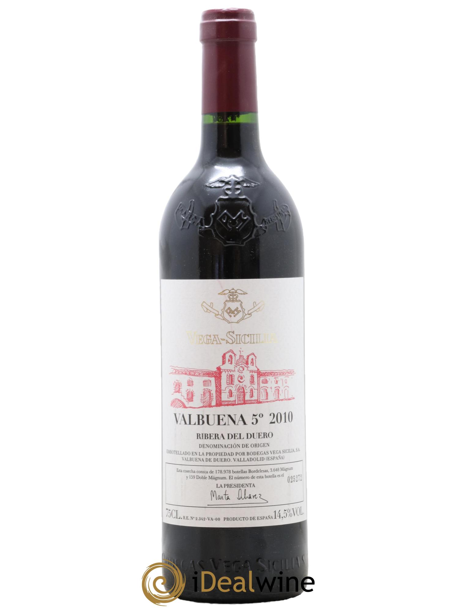 Ribera Del Duero DO Vega Sicilia Valbuena 5 ano Famille Alvarez 2010 - Lot de 1 bouteille - 0