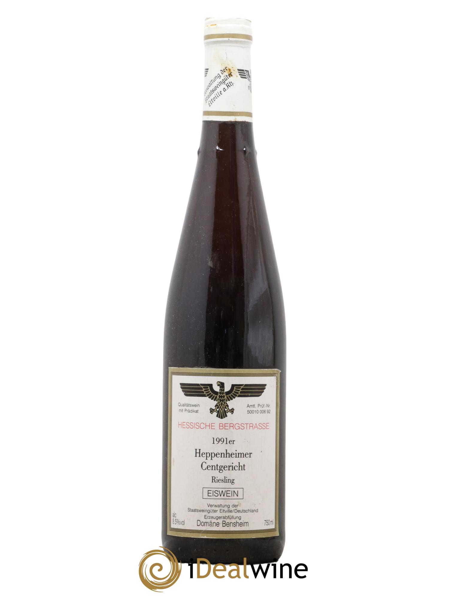 Allemagne Riesling Eiswein Heppenheimer Centgericht Hessische Bergstrasse Domaine Bensheim 1991 - Lot de 1 bouteille - 0