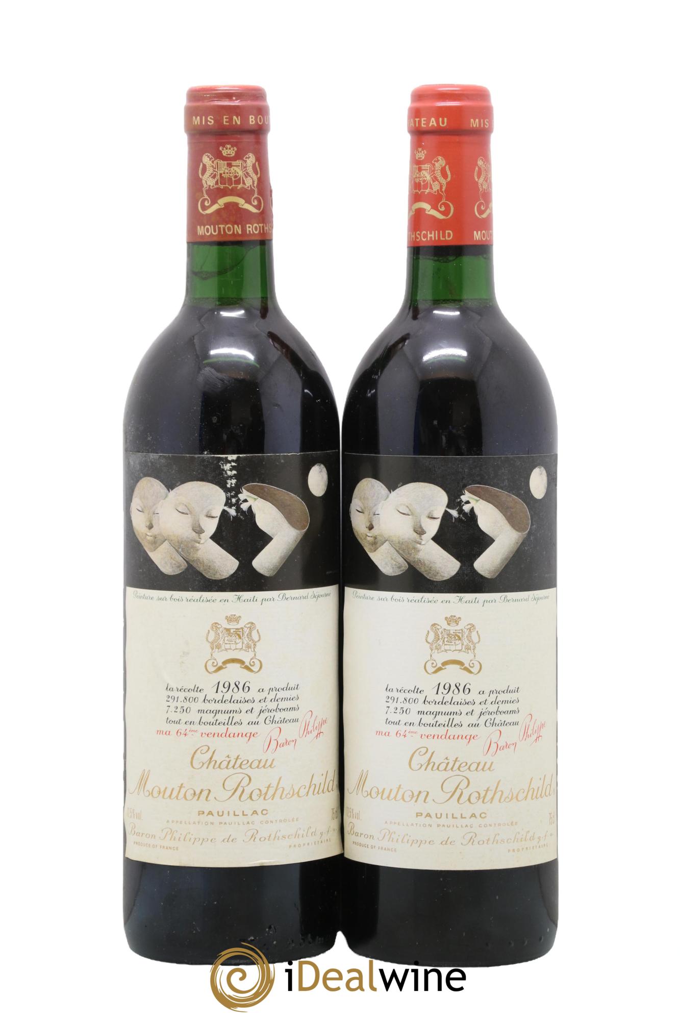 Château Mouton Rothschild 1er Grand Cru Classé 1986 - Lot de 2 bouteilles - 0