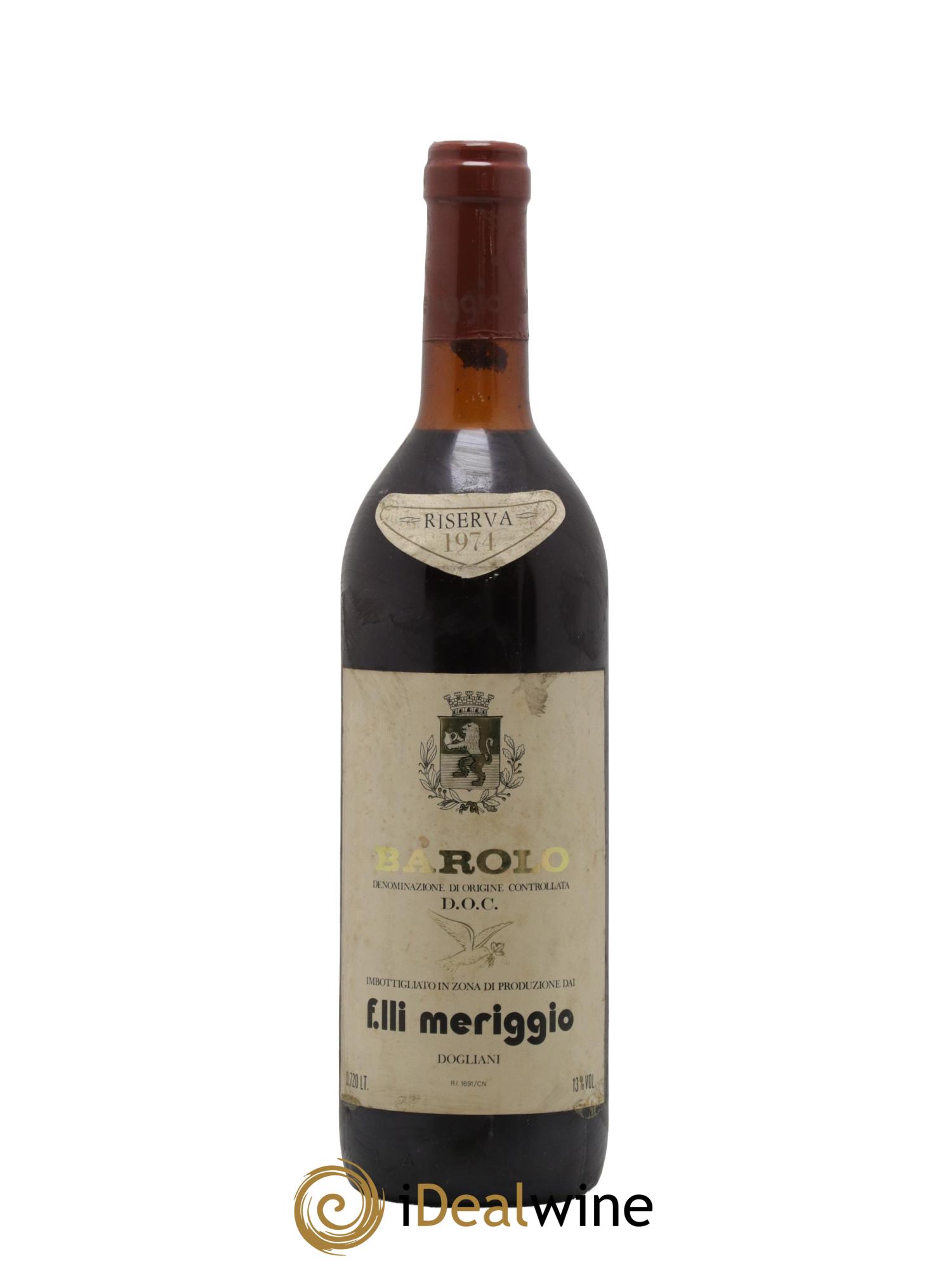 Barolo DOCG Riserva Fratelli Mariggio 1974 - Lot de 1 bouteille - 0