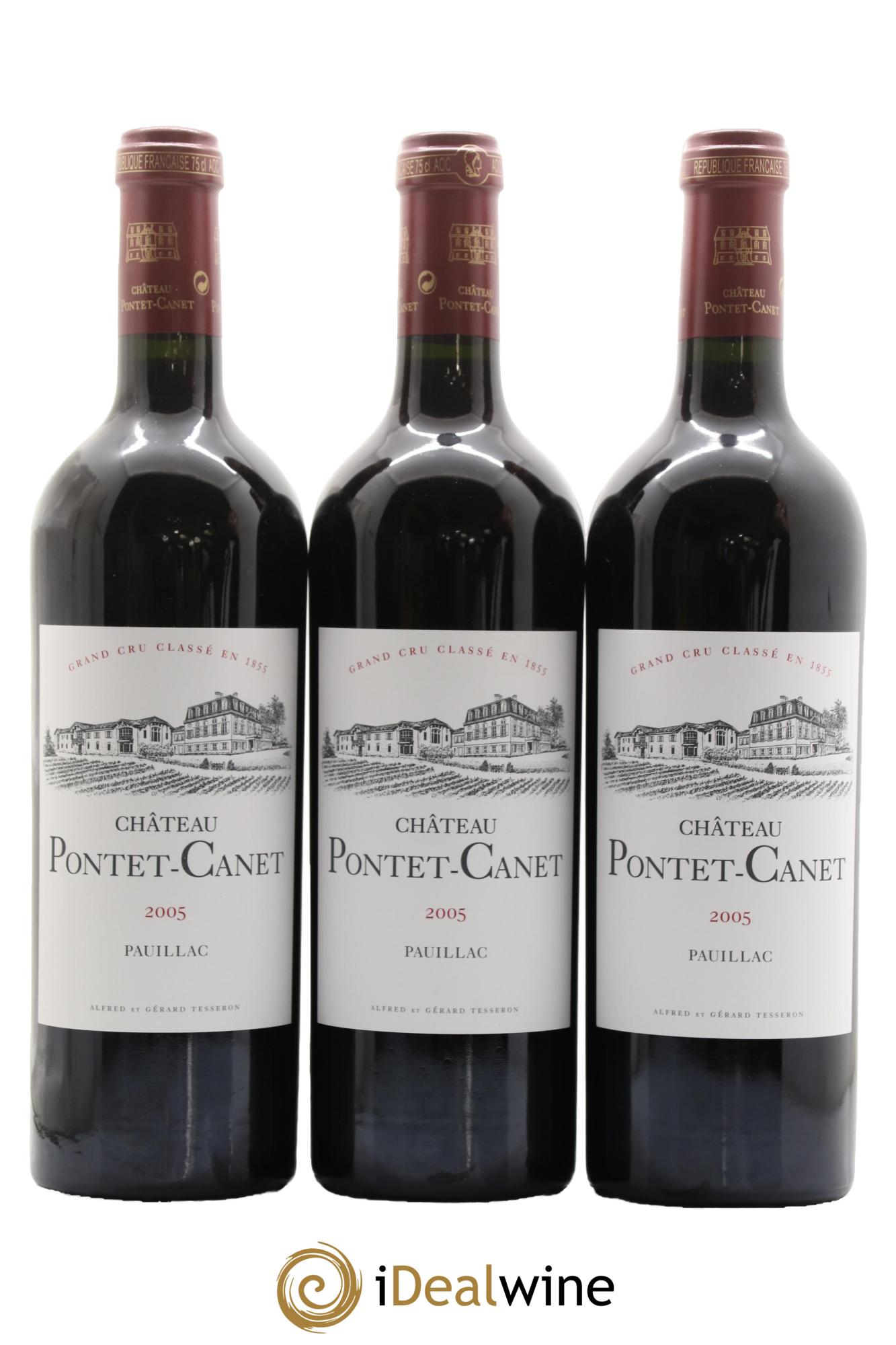 Château Pontet Canet 5ème Grand Cru Classé 2005 - Lot de 3 bouteilles - 0