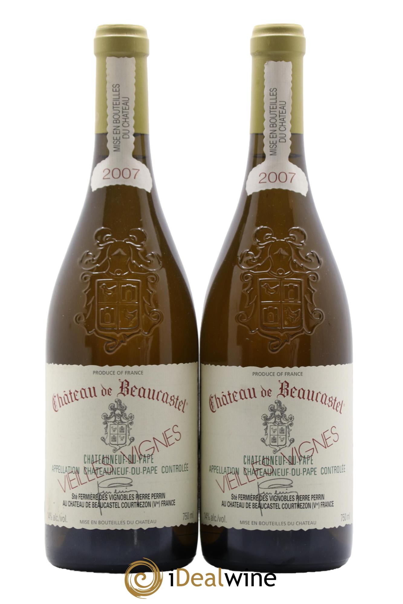 Châteauneuf-du-Pape Château de Château de Beaucastel Vieilles vignes Roussanne Famille Perrin 2007 - Lot de 2 bouteilles - 0