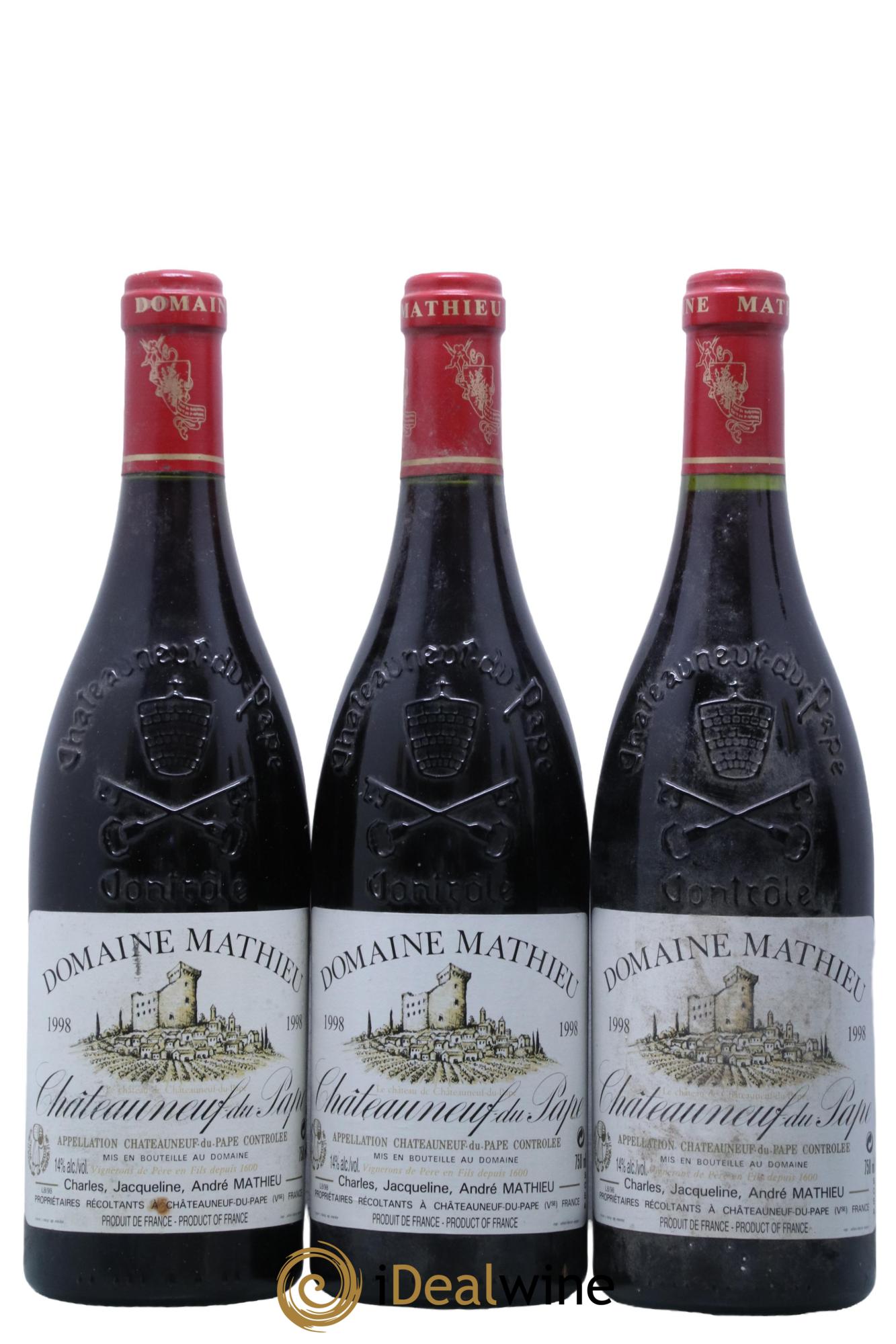 Châteauneuf-du-Pape Domaine Matthieu 1998 - Posten von 3 Flaschen - 0