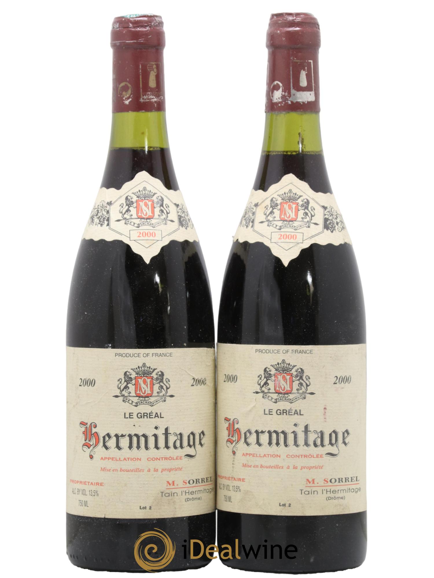 Hermitage Le Gréal Marc Sorrel  2000 - Lotto di 2 bottiglie - 0