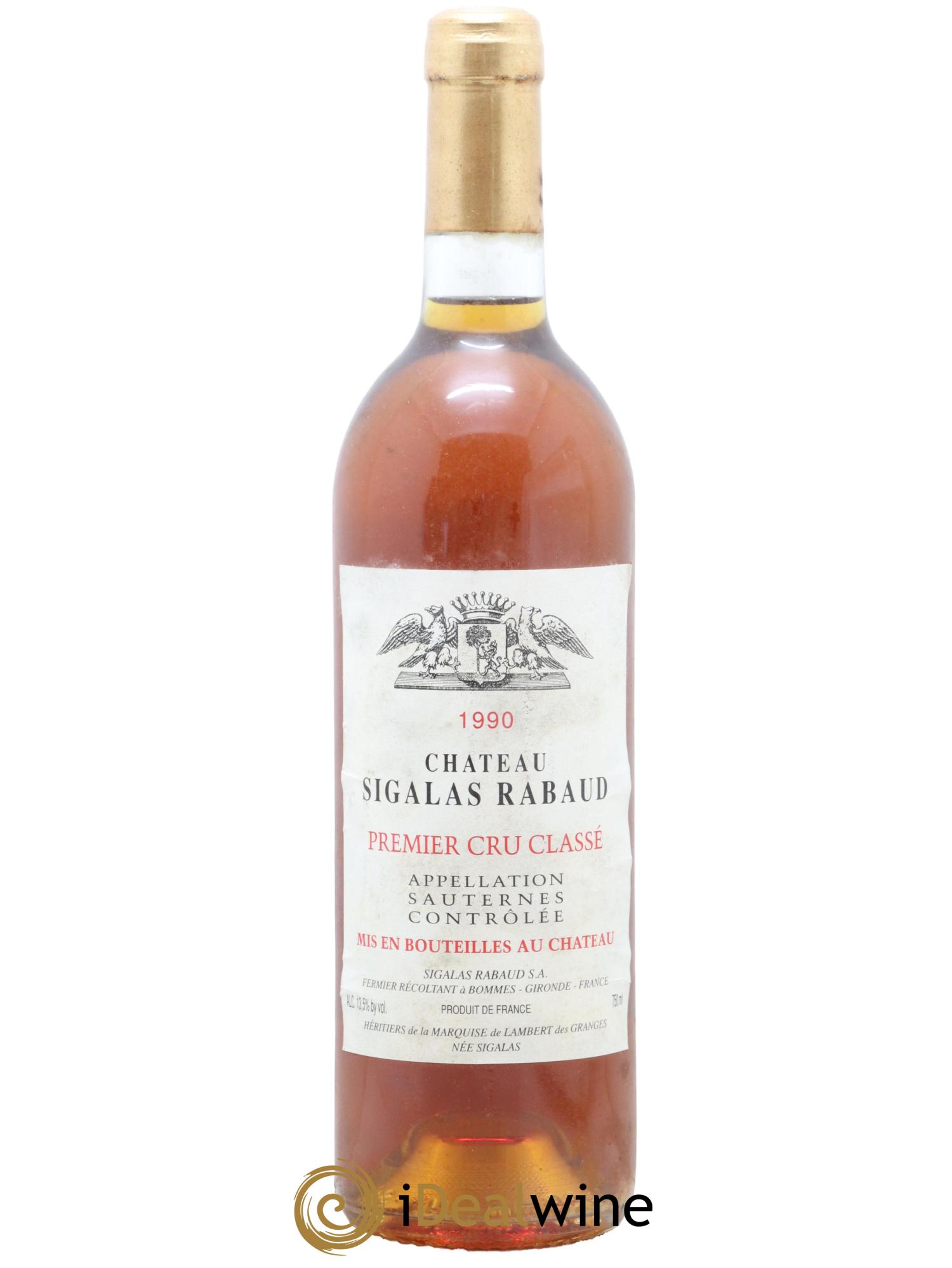 Château Sigalas Rabaud 1er Grand Cru Classé  1990 - Lot de 1 bouteille - 0