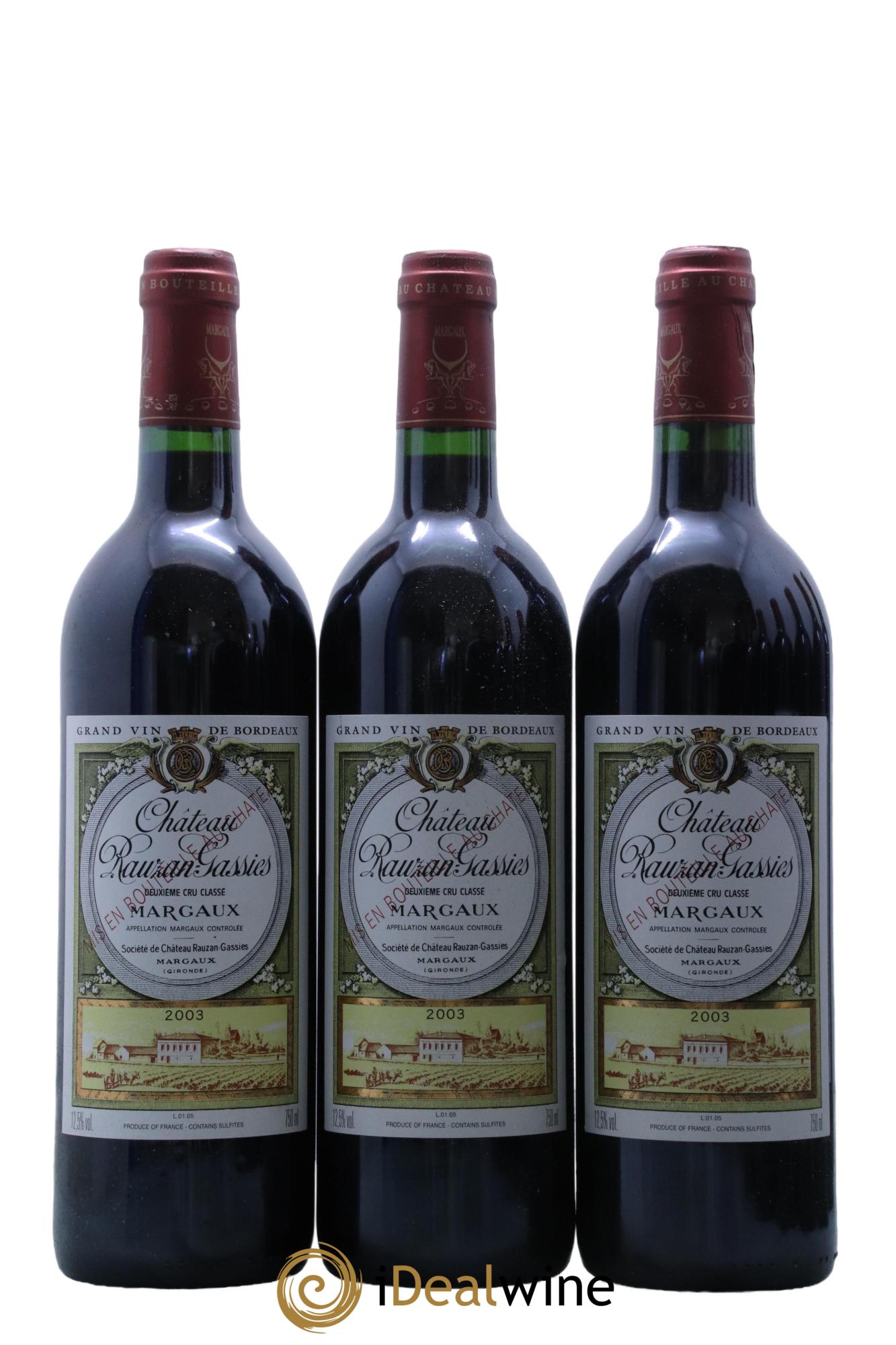 Château Rauzan-Gassies 2ème Grand Cru Classé  2003 - Lot de 12 bouteilles - 2