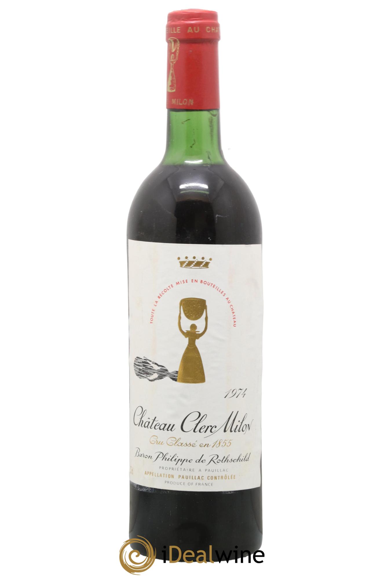 Château Clerc Milon 5ème Grand Cru Classé 1974 - Lot de 1 bouteille - 0