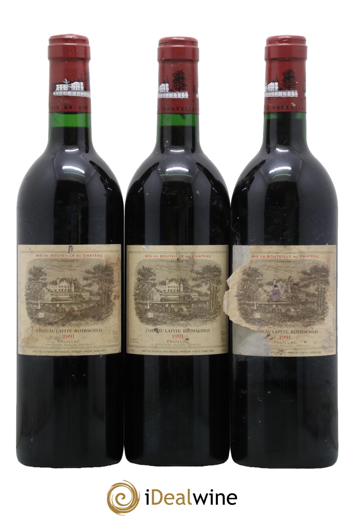 Château Lafite Rothschild 1er Grand Cru Classé 1991 - Lot de 3 bouteilles - 0