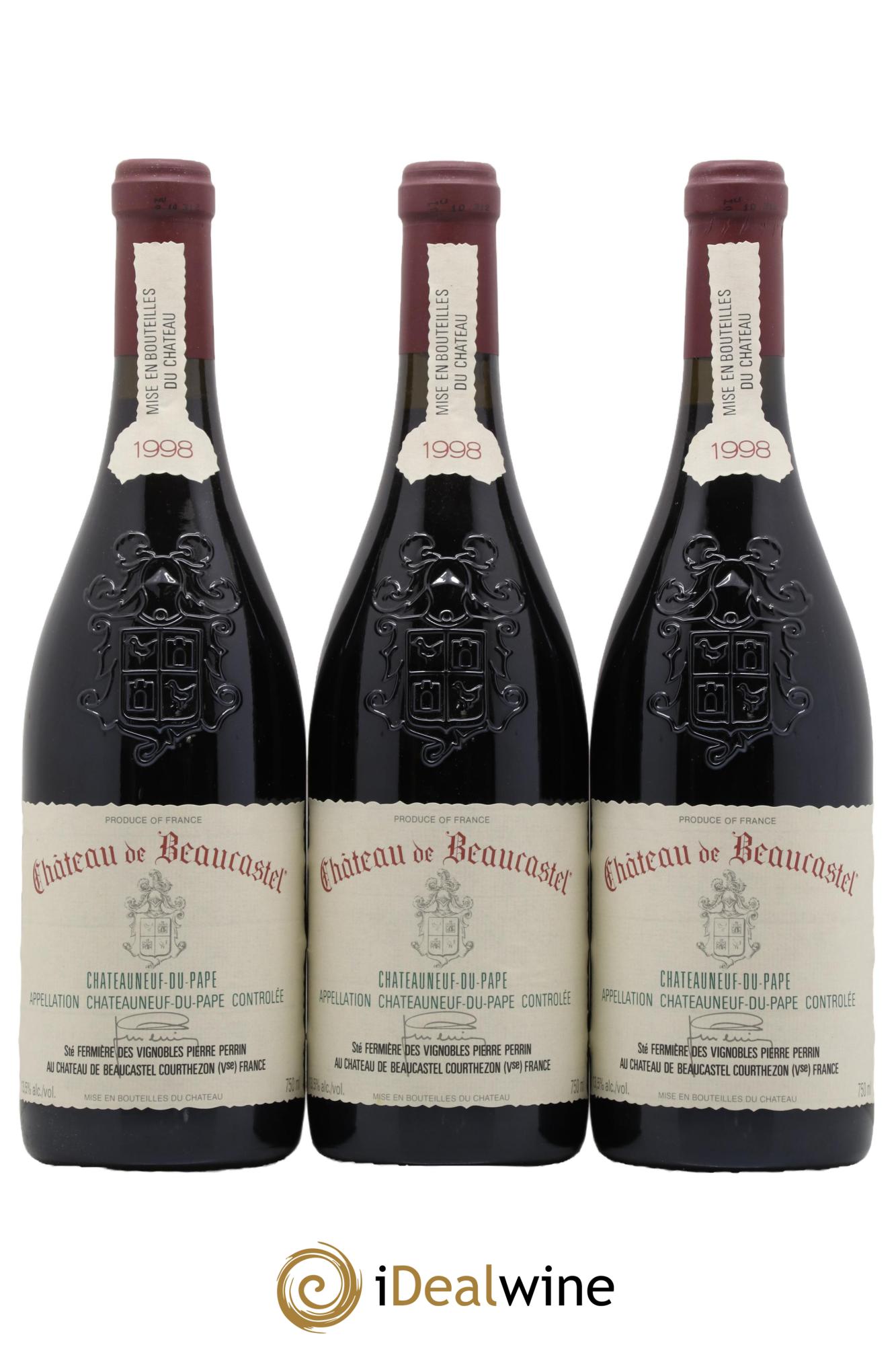 Châteauneuf-du-Pape Château de Beaucastel Famille Perrin 1998 - Lotto di 3 bottiglie - 0