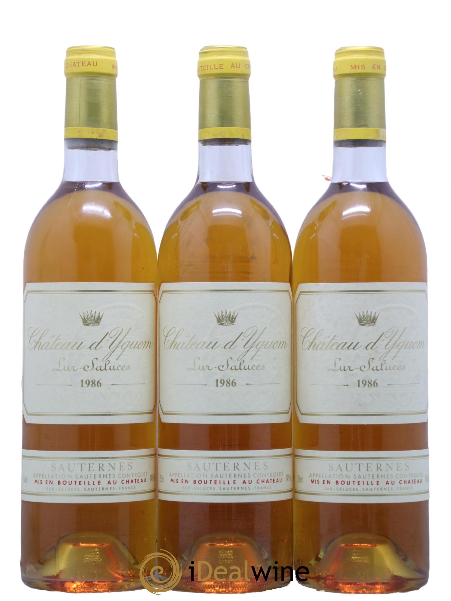 Château d' Yquem 1er Cru Classé Supérieur  1986 - Lotto di 3 bottiglie - 0