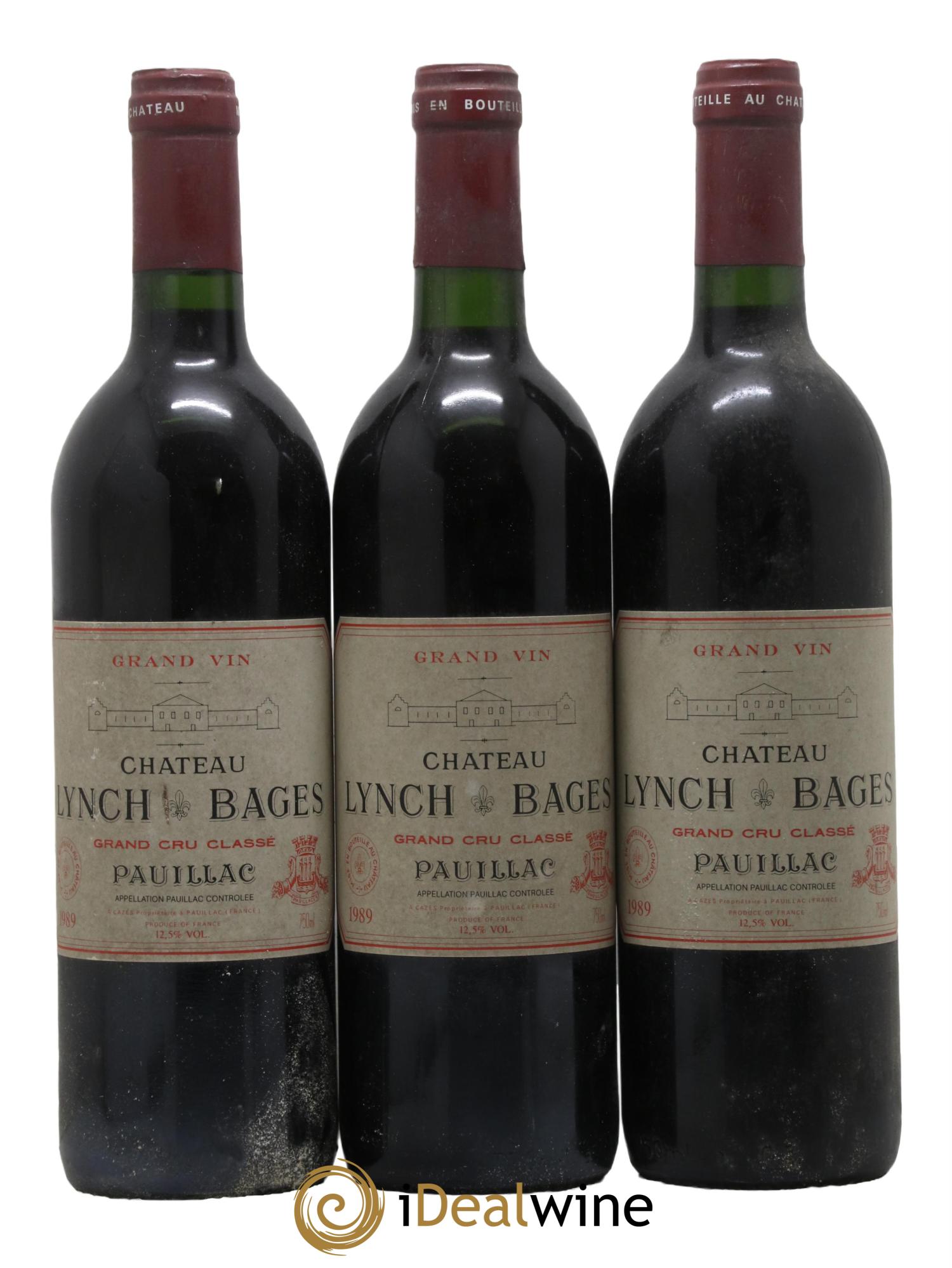 Château Lynch Bages 5ème Grand Cru Classé 1989 - Lotto di 3 bottiglie - 0