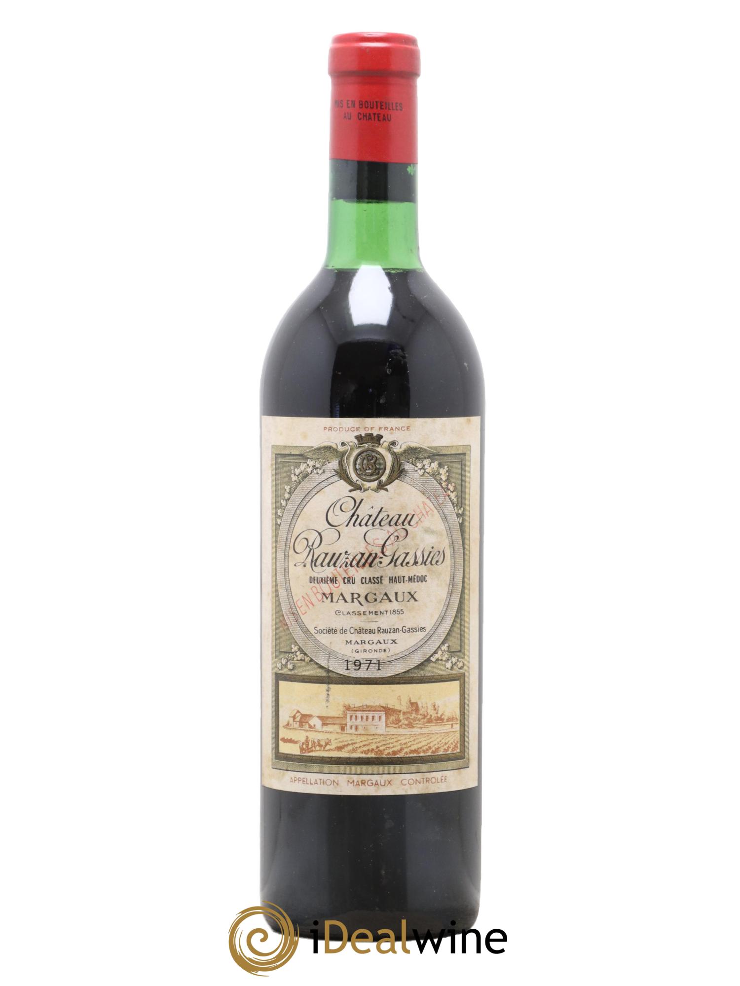 Château Rauzan-Gassies 2ème Grand Cru Classé 1971 - Lot de 1 bouteille - 0