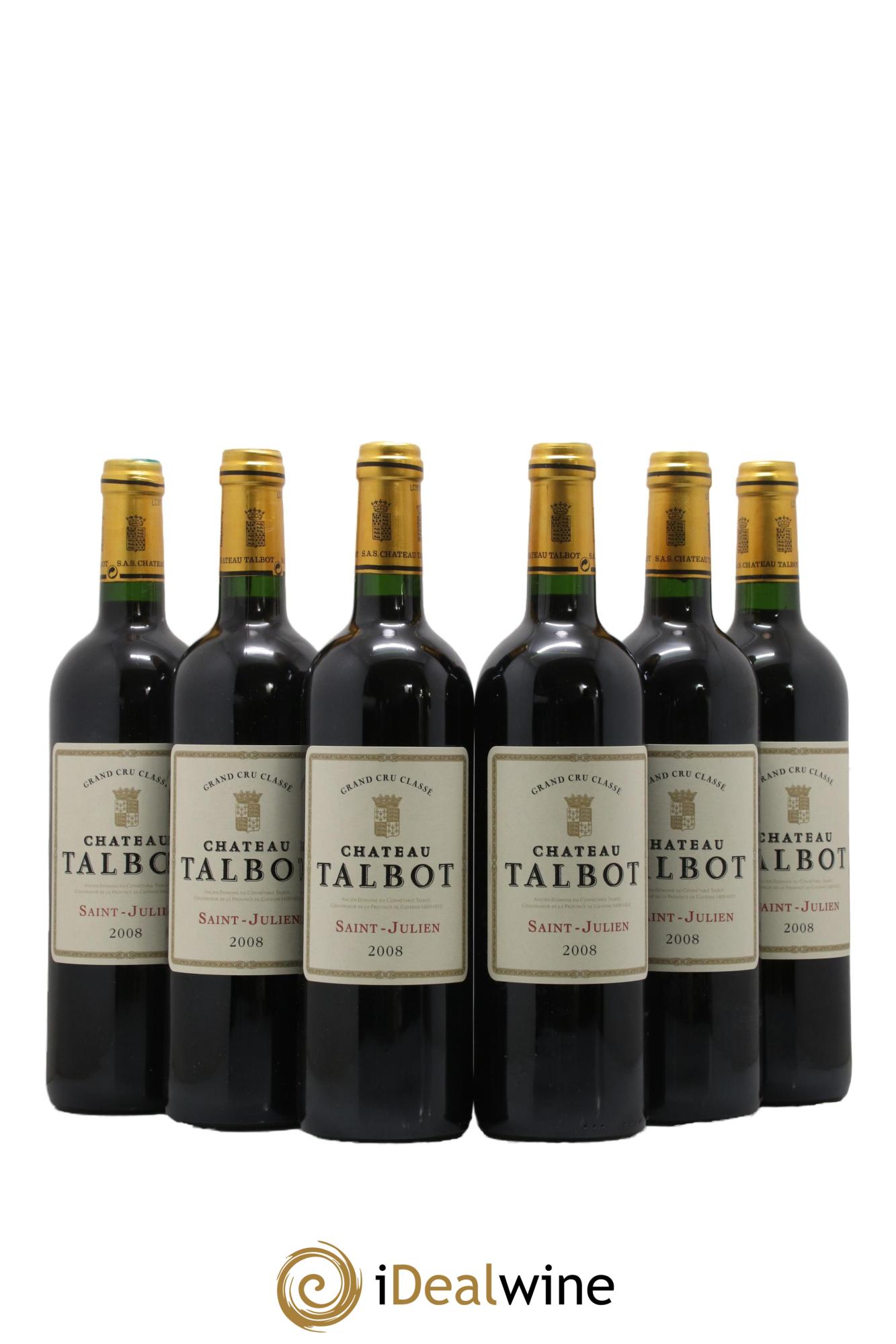 Château Talbot 4ème Grand Cru Classé 2008 - Lot of 6 bottles - 0