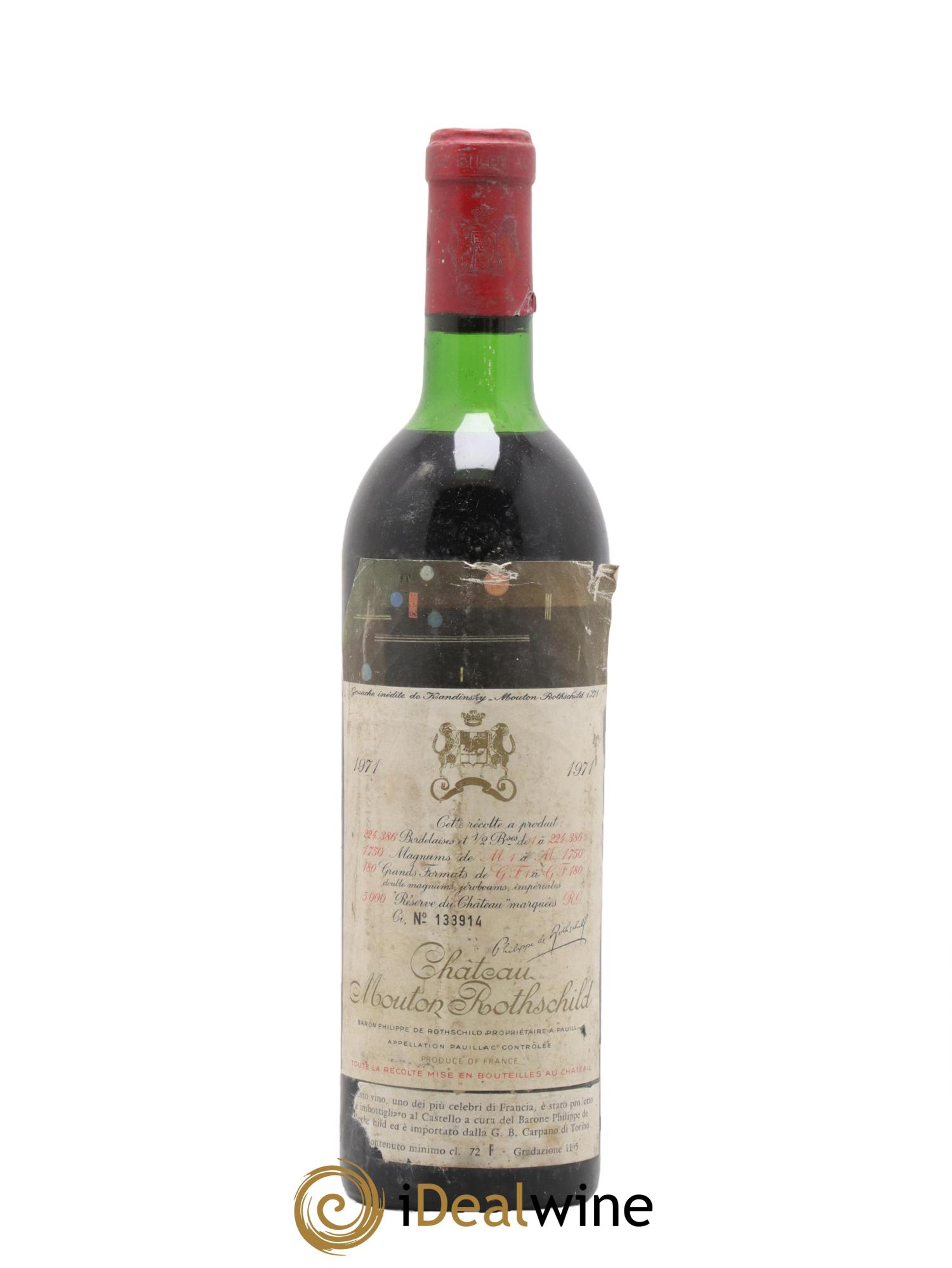 Château Mouton Rothschild 1er Grand Cru Classé 1971 - Posten von 1 Flasche - 0