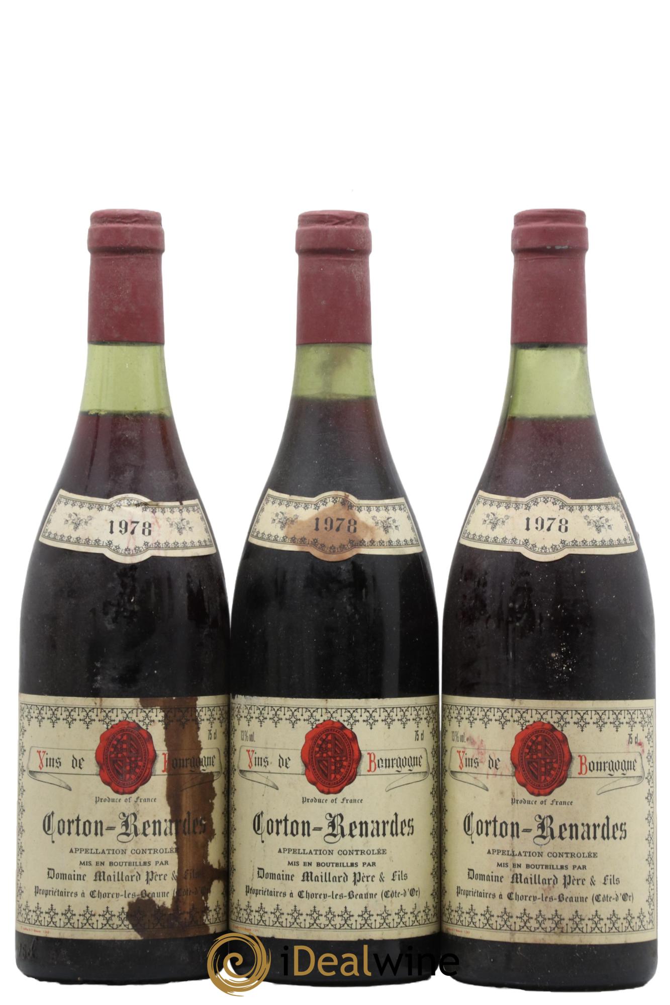 Corton Grand Cru Les Renardes Maillard et Fils (Domaine) 1978 - Lot of 3 bottles - 0