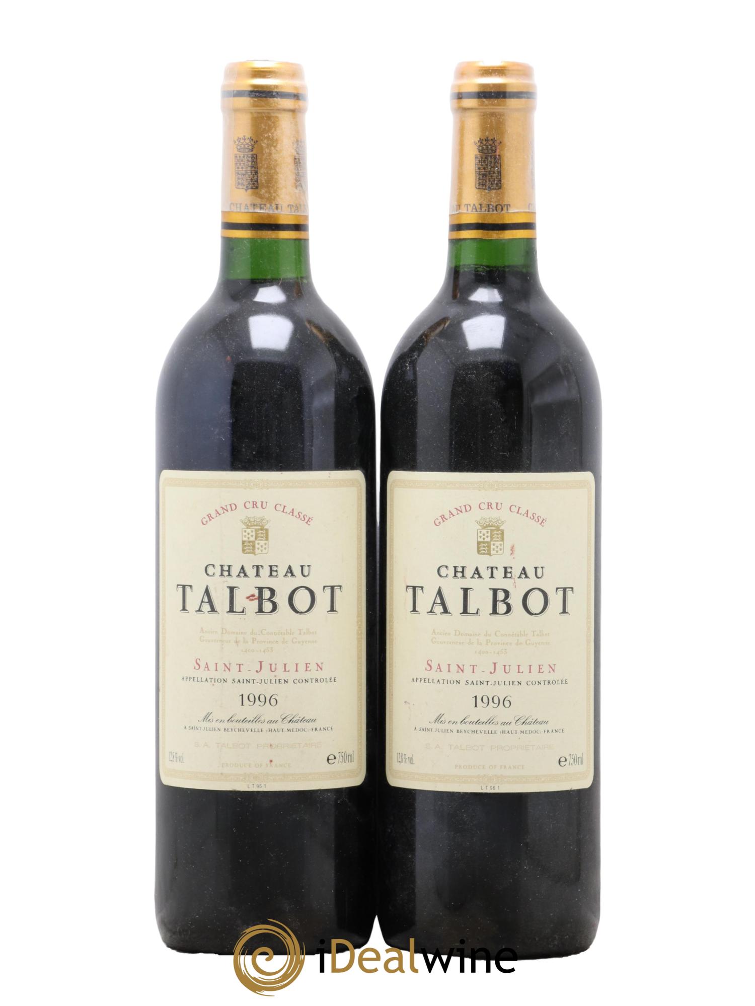 Château Talbot 4ème Grand Cru Classé 1996 - Posten von 2 Flaschen - 0