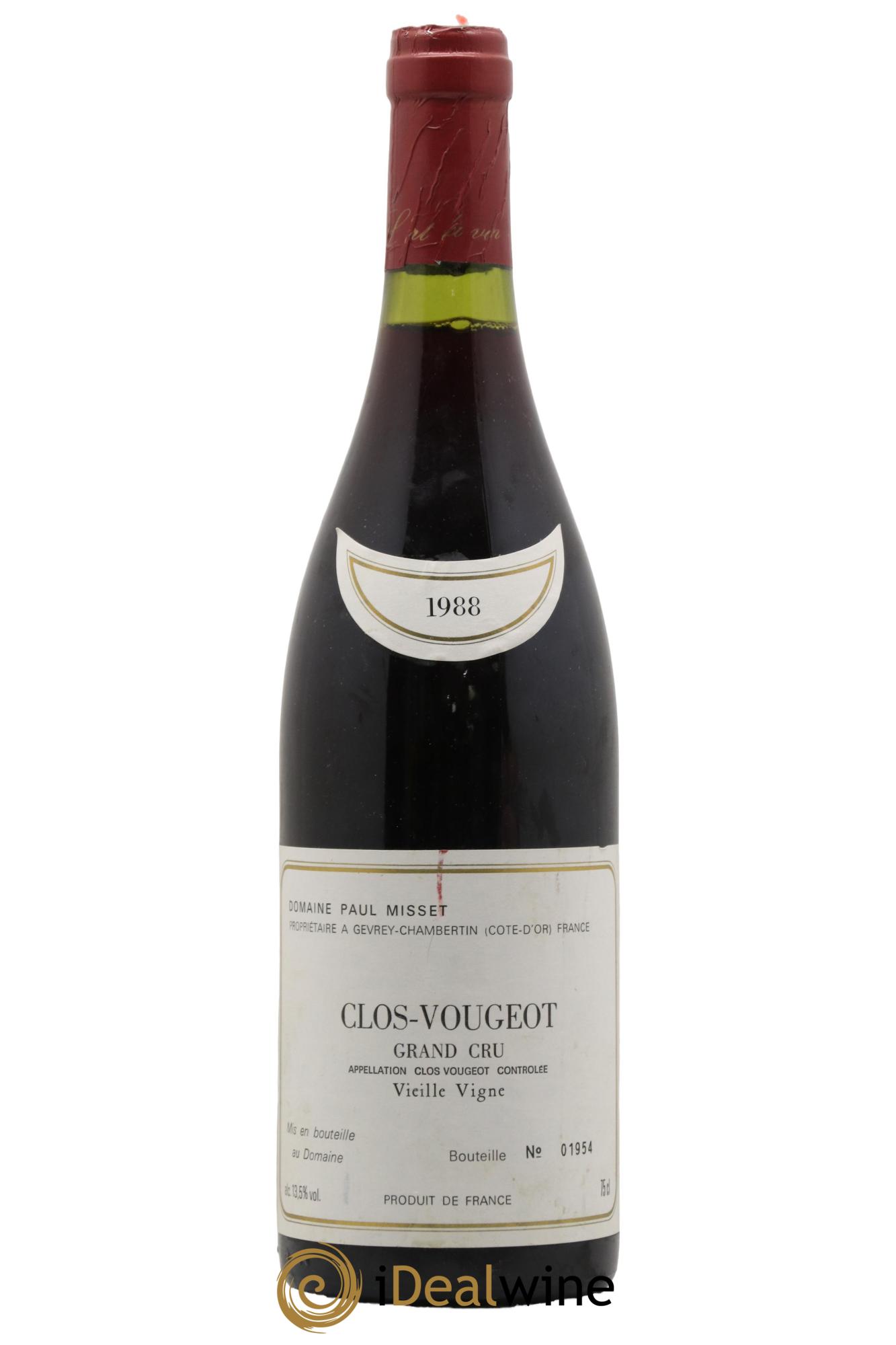 Clos de Vougeot Grand Cru Vieilles Vignes Domaine Paul Misset 1988 - Lot of 1 bottle - 0