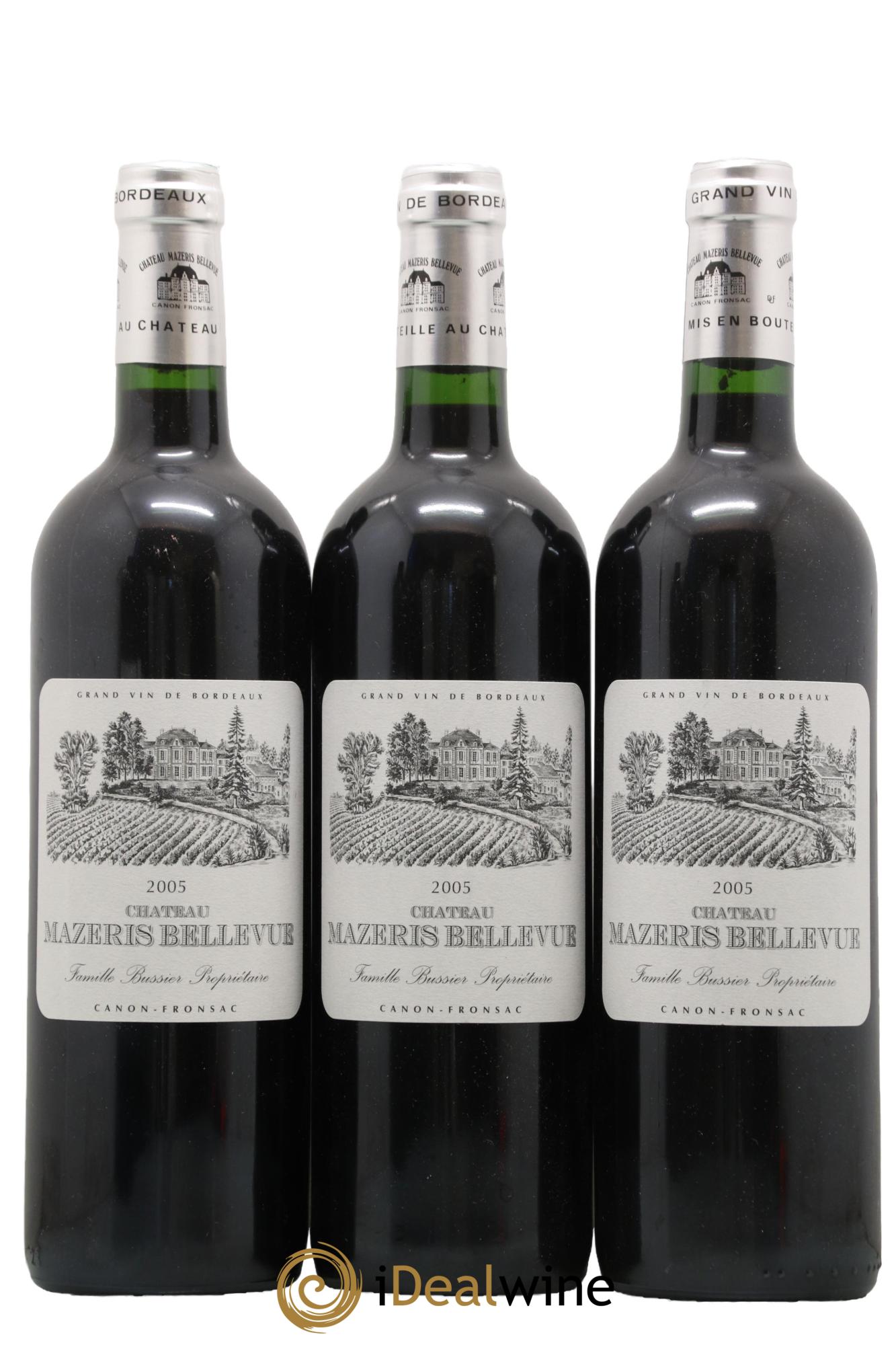 Canon-Fronsac Château Mazeris Bellevue 2005 - Lot of 3 bottles - 0