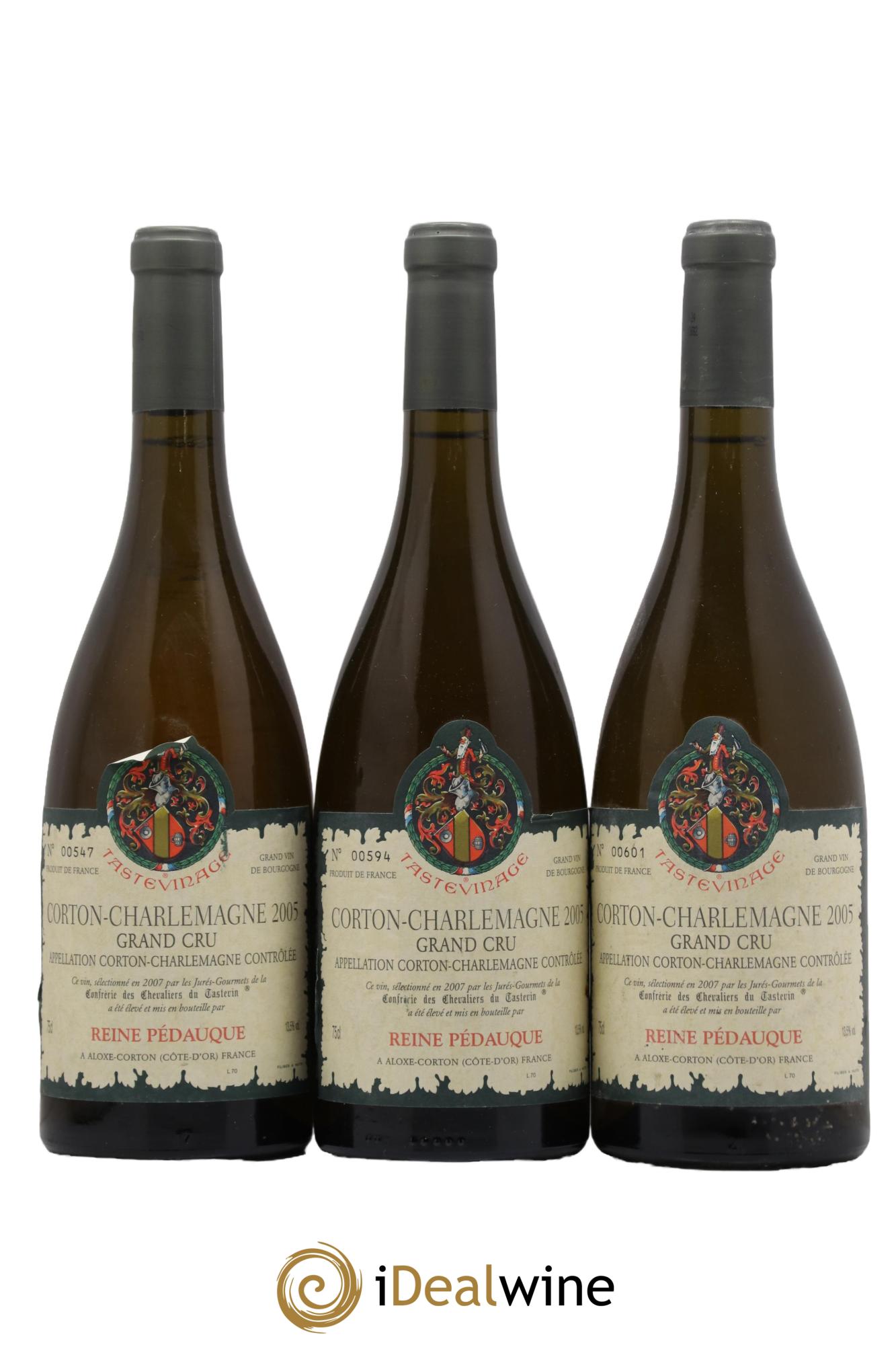 Corton-Charlemagne Grand Cru Reine Pedauque Tastevinage 2005 - Lot of 3 bottles - 0