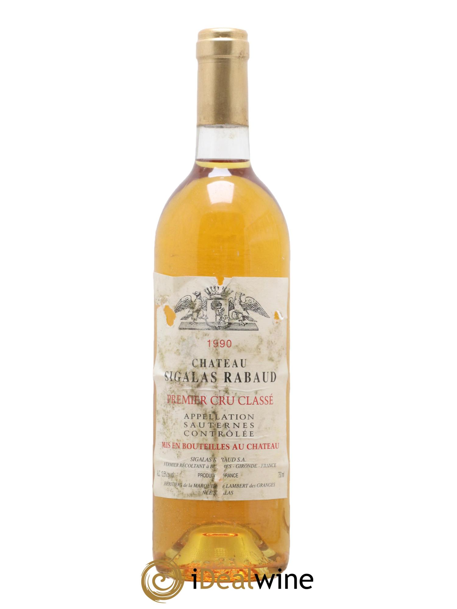 Château Sigalas Rabaud 1er Grand Cru Classé 1990 - Lot de 1 bouteille - 0