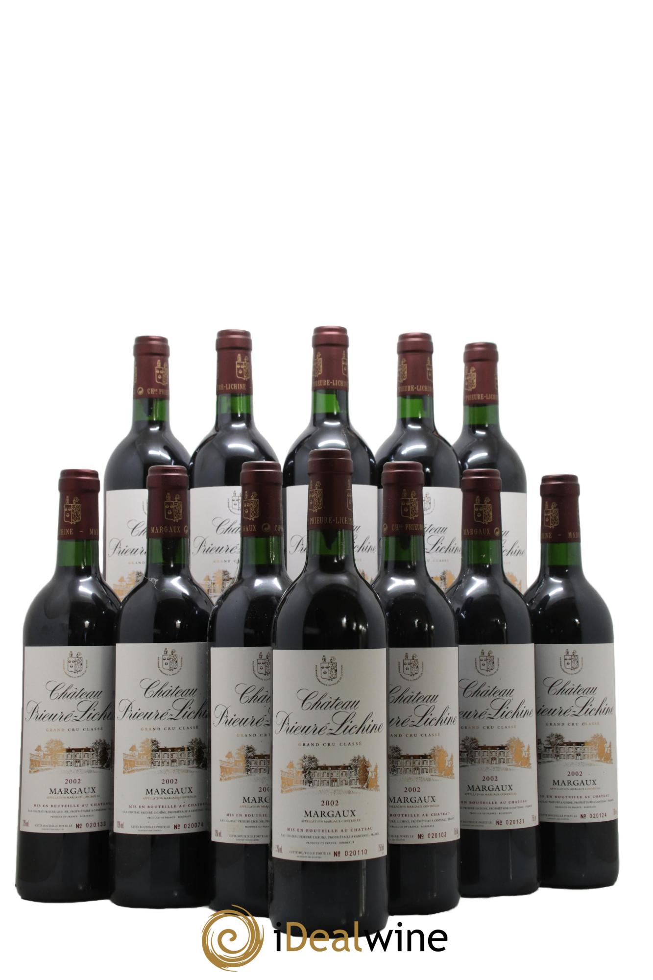 Château le Prieuré Grand Cru Classé Margaux Château Pieuré Lichine 2002 - Posten von 12 Flaschen - 0