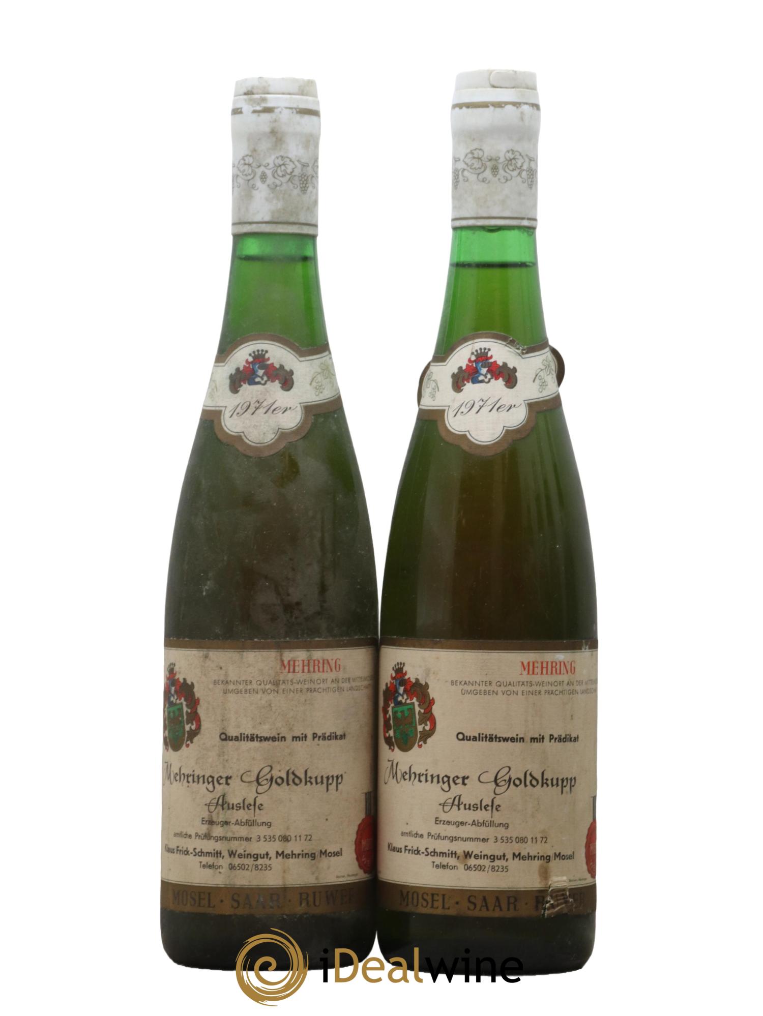 Allemagne Mosel-Saar Auslese Mehringer Goldkupp Weingut Frick Schmitt 1971 - Lot of 2 bottles - 0