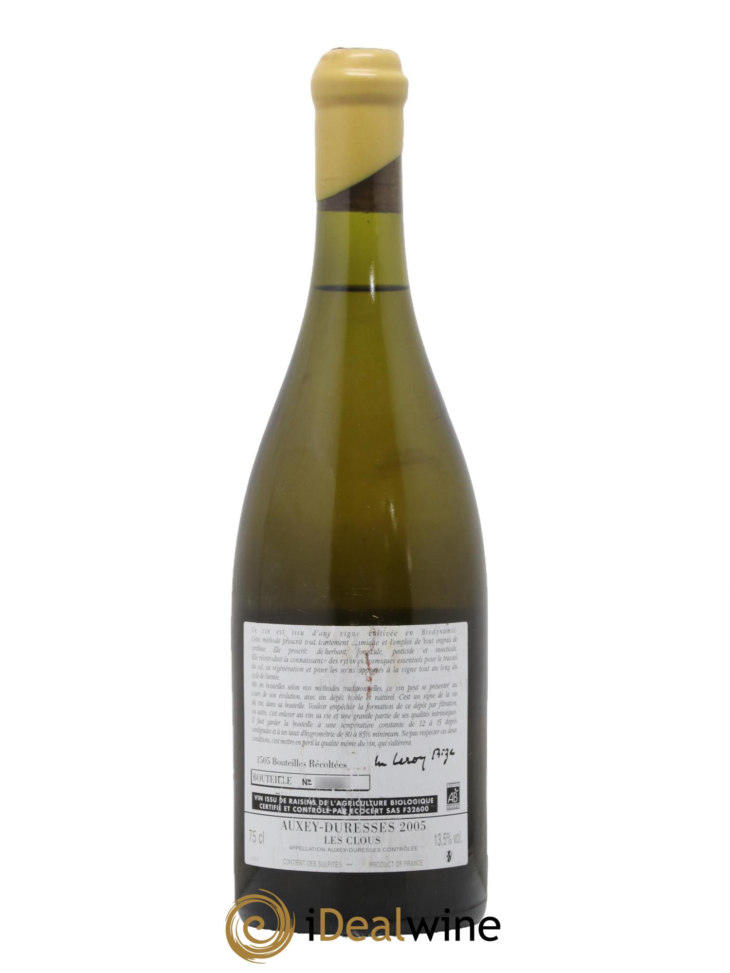 Auxey-Duresses Les Clous d'Auvenay (Domaine) 2005 - Posten von 1 Flasche - 1