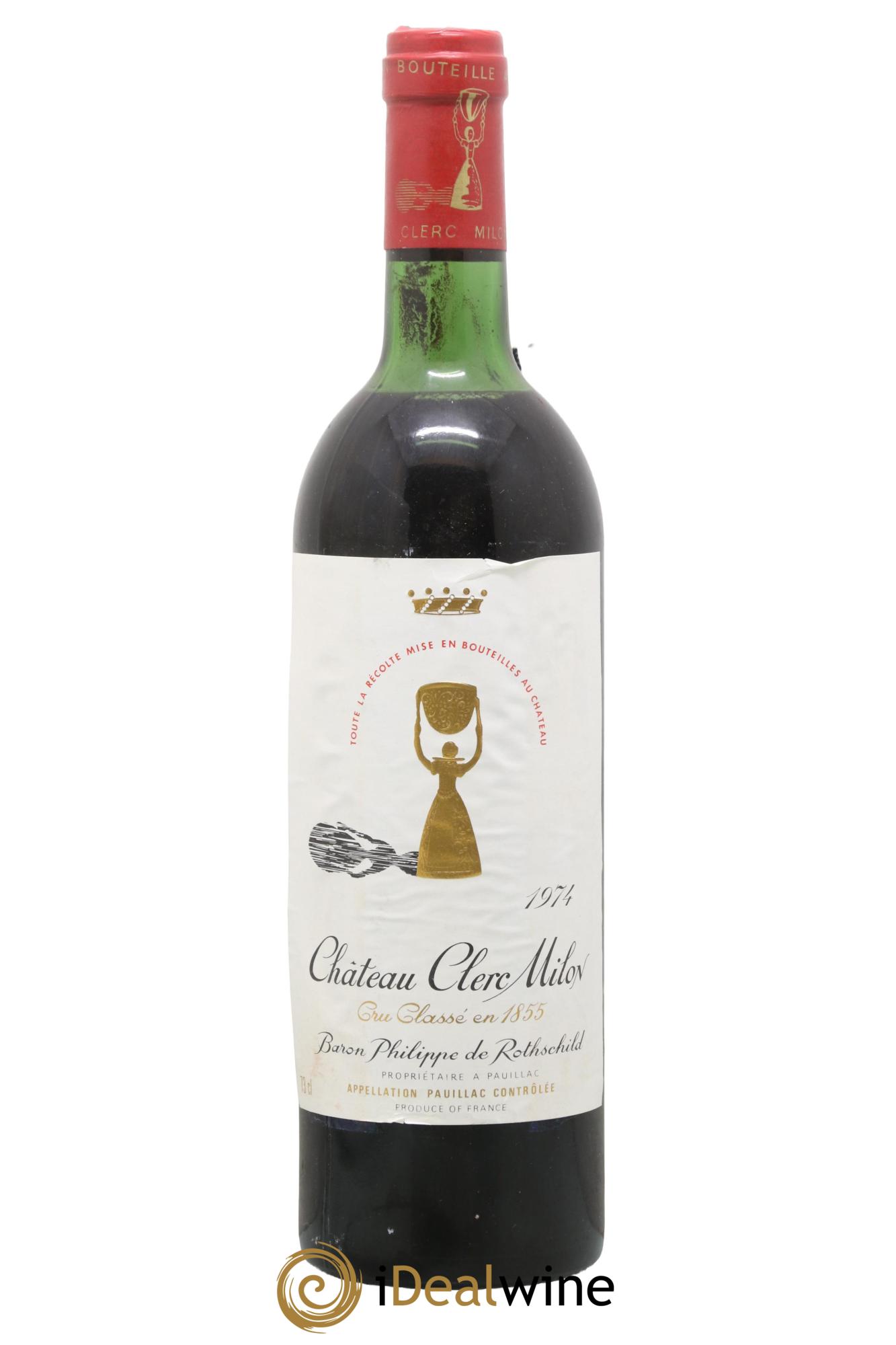 Château Clerc Milon 5ème Grand Cru Classé 1974 - Lot de 1 bouteille - 0