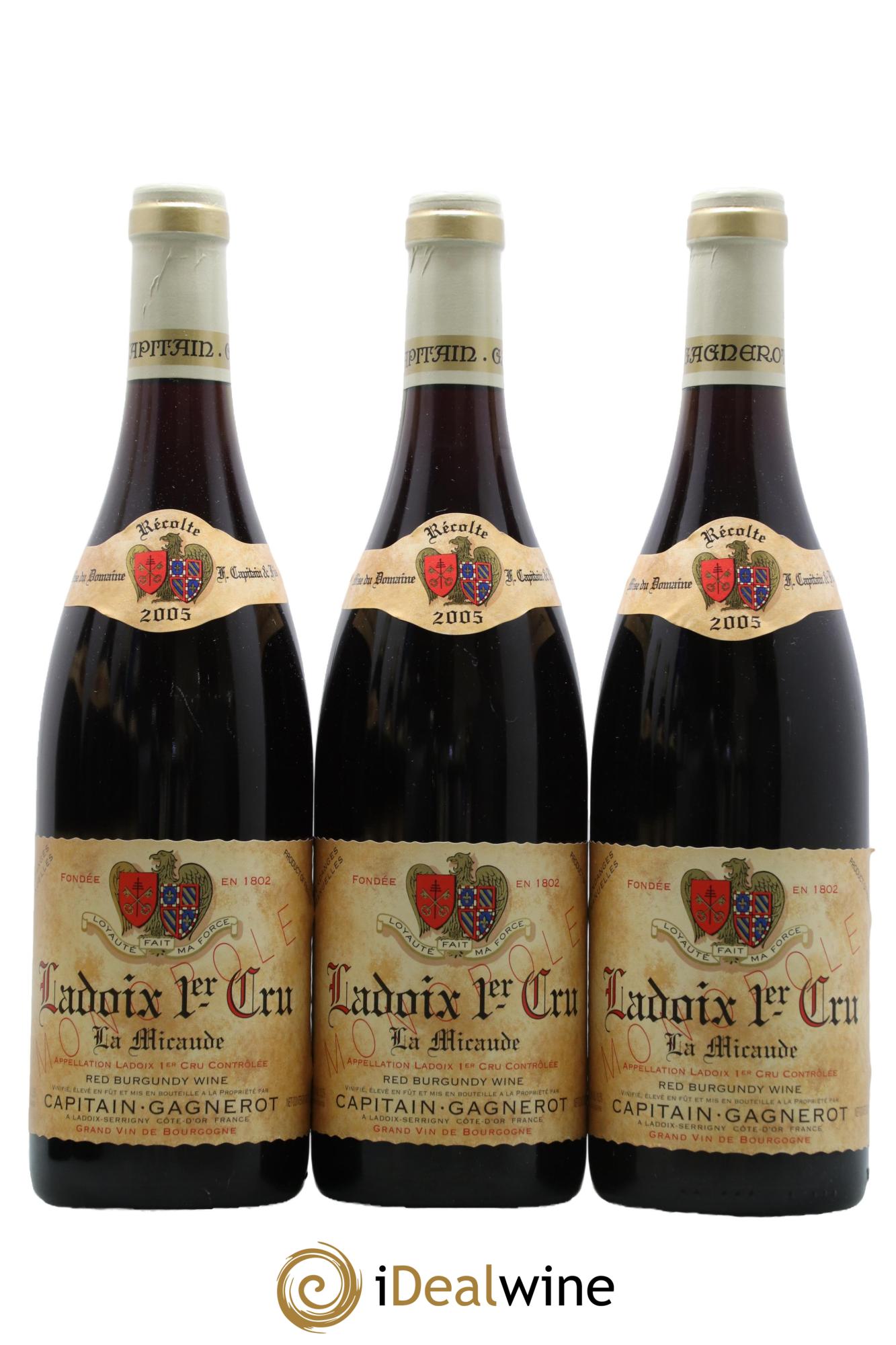 Ladoix 1er Cru La Micaude Domaine Capitain Gagnerot 2005 - Lot of 3 bottles - 0