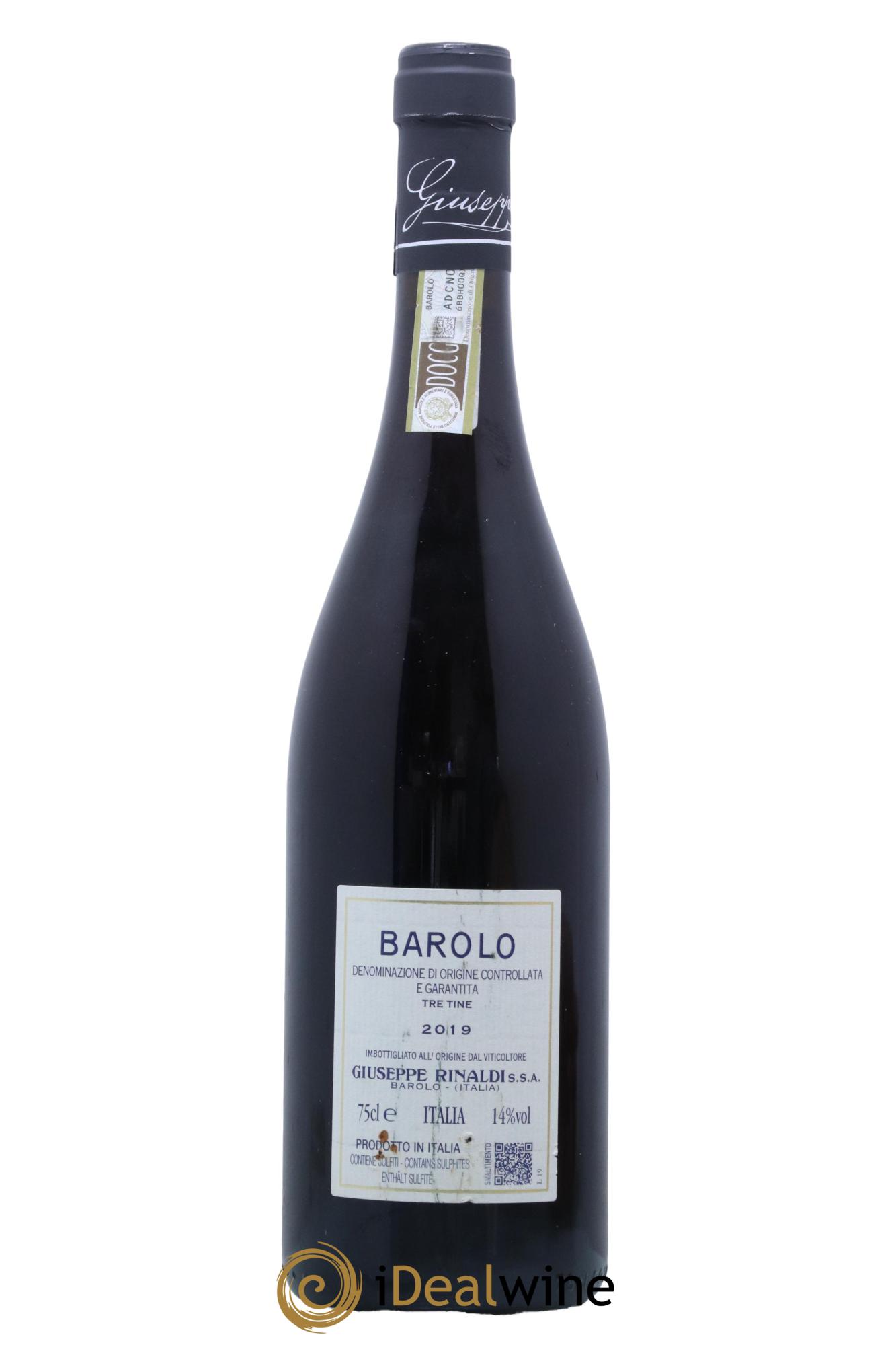 Barolo DOCG Tre Tine Giuseppe Rinaldi 2019 - Lot de 1 bouteille - 1