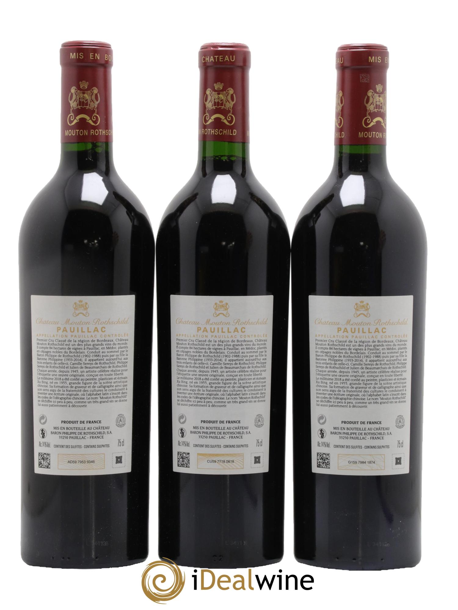 Château Mouton Rothschild 1er Grand Cru Classé 2018 - Lot de 3 bouteilles - 1