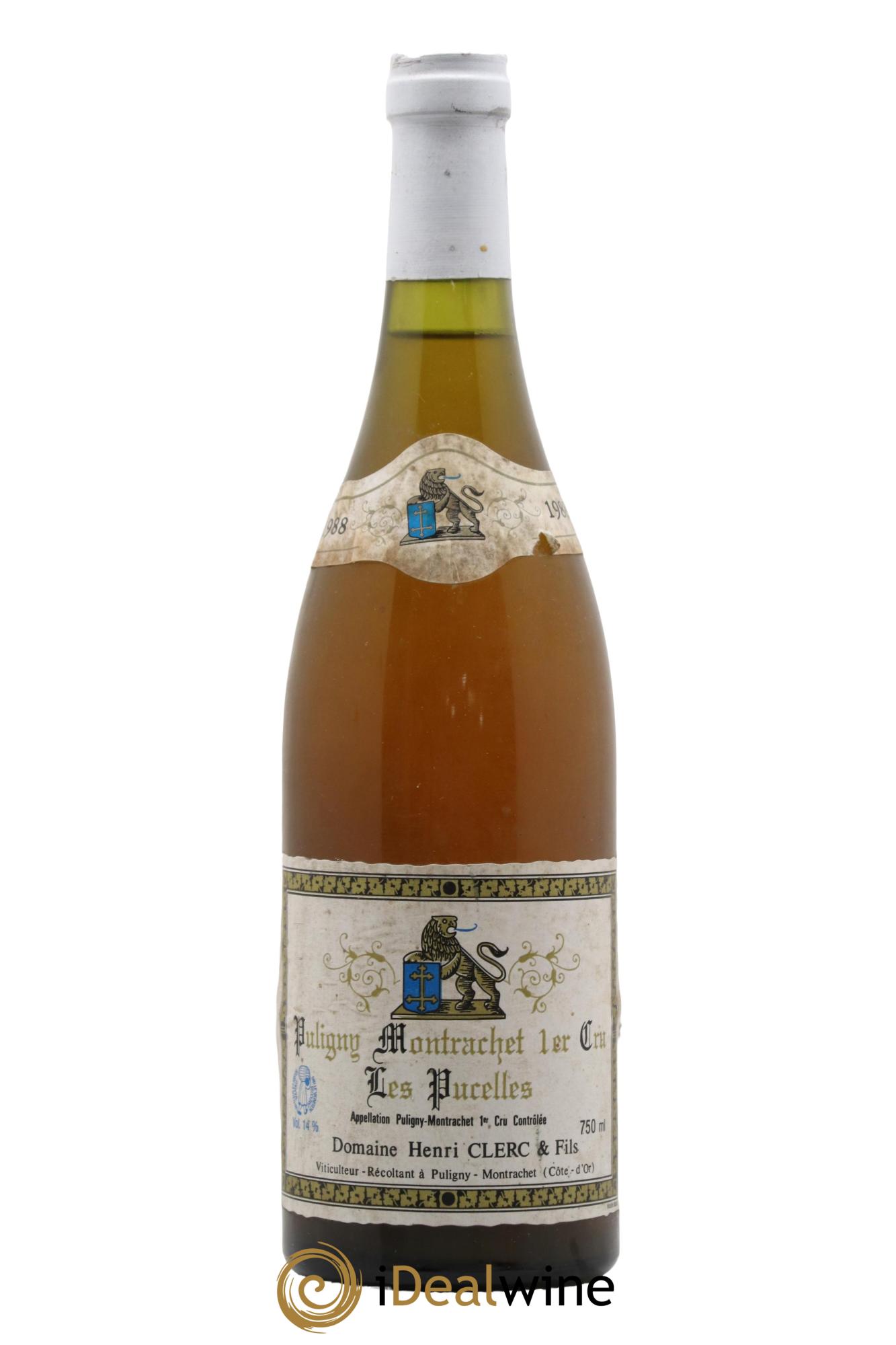 Puligny-Montrachet 1er Cru Les Pucelles Henri Clerc 1988 - Lot de 1 bouteille - 0