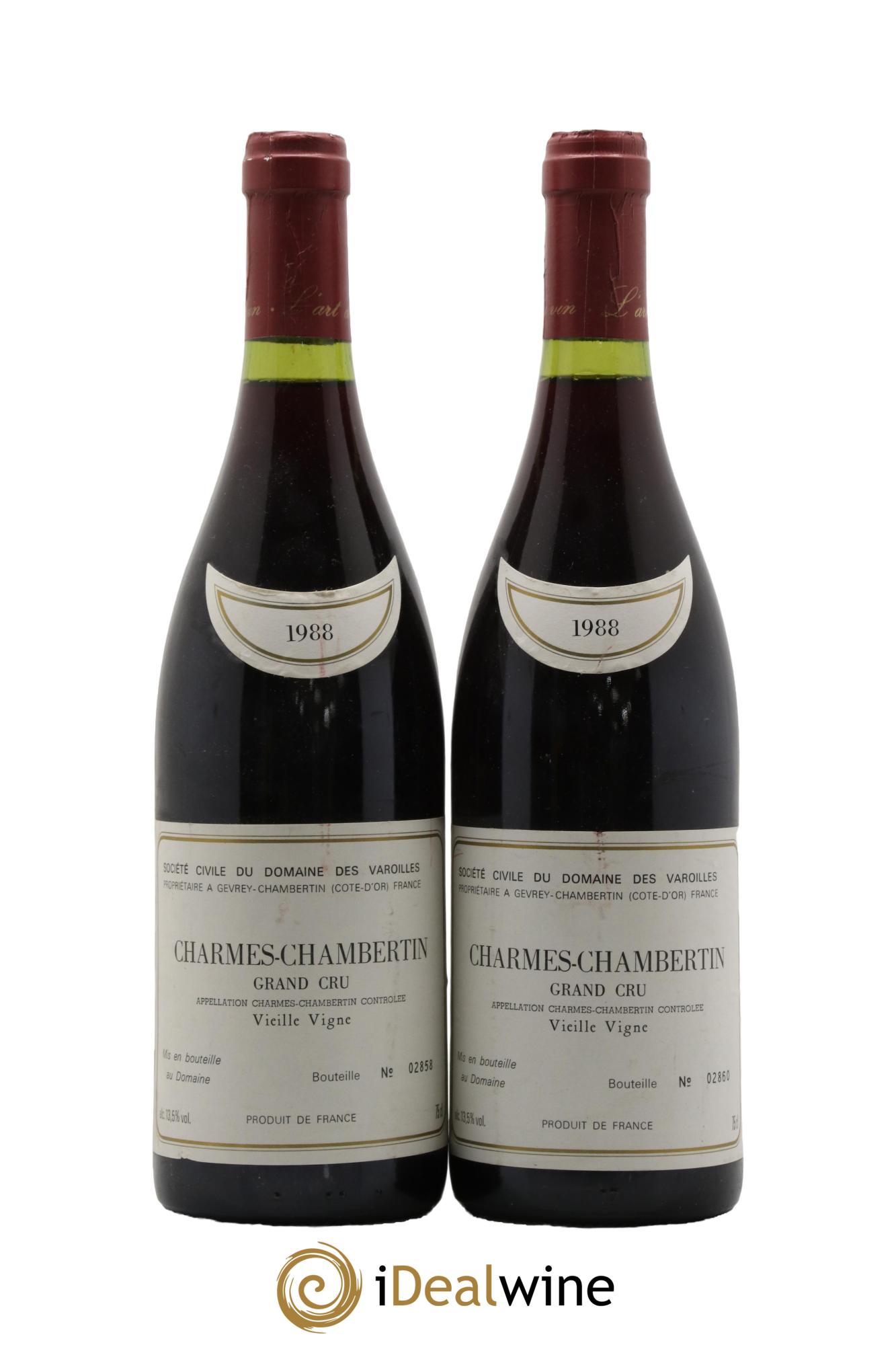 Charmes-Chambertin Grand Cru Varoilles (Domaine des) Vieille Vigne 1988 - Lot de 2 bouteilles - 0