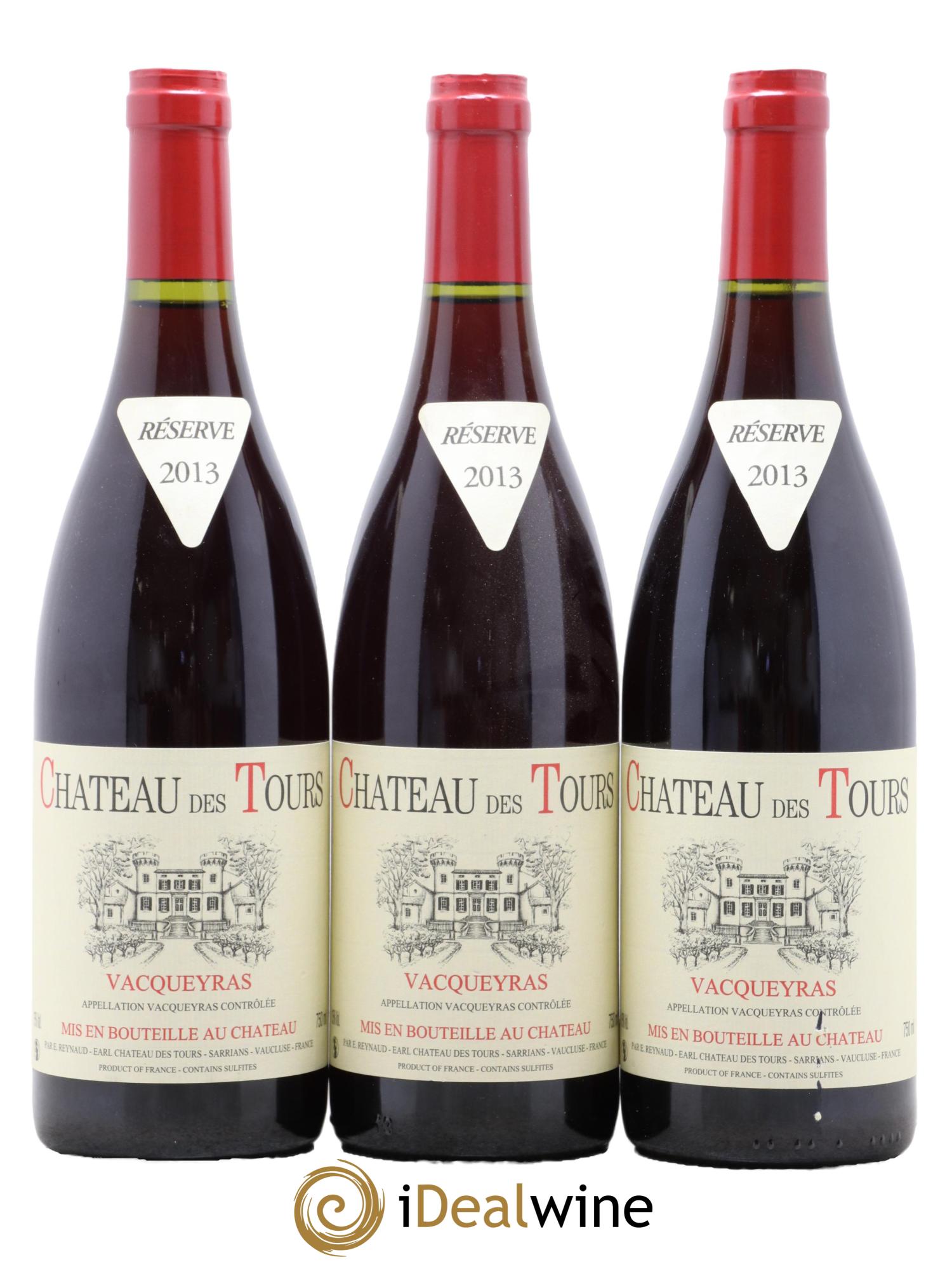 Vacqueyras Château des Tours Emmanuel Reynaud 2013 - Lot de 3 bouteilles - 0