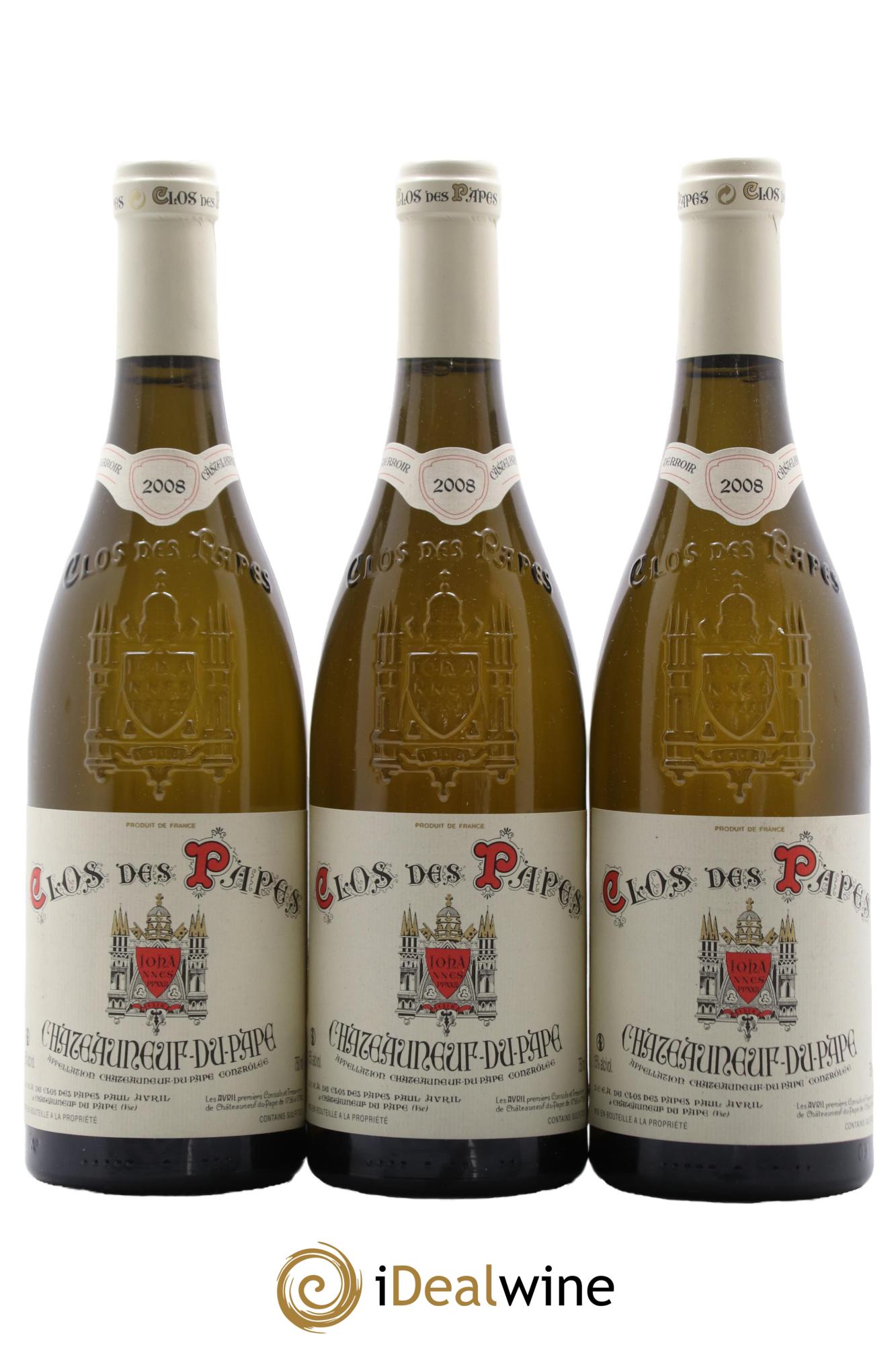 Châteauneuf-du-Pape Clos des Papes - Paul Avril 2008 - Lot de 3 bouteilles - 0