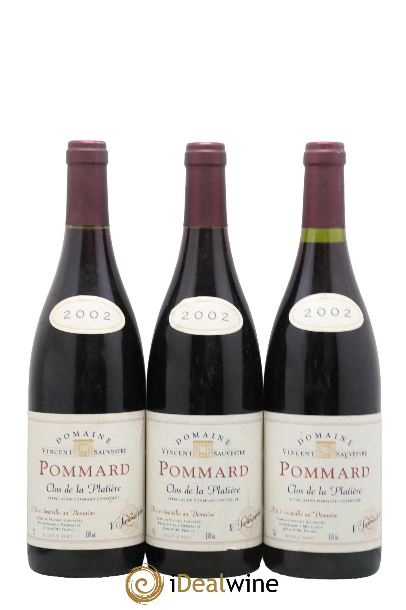 Pommard Clos de la Platière Domaine Vincent Sauvestre 2002 - Lot de 3 bouteilles - 0