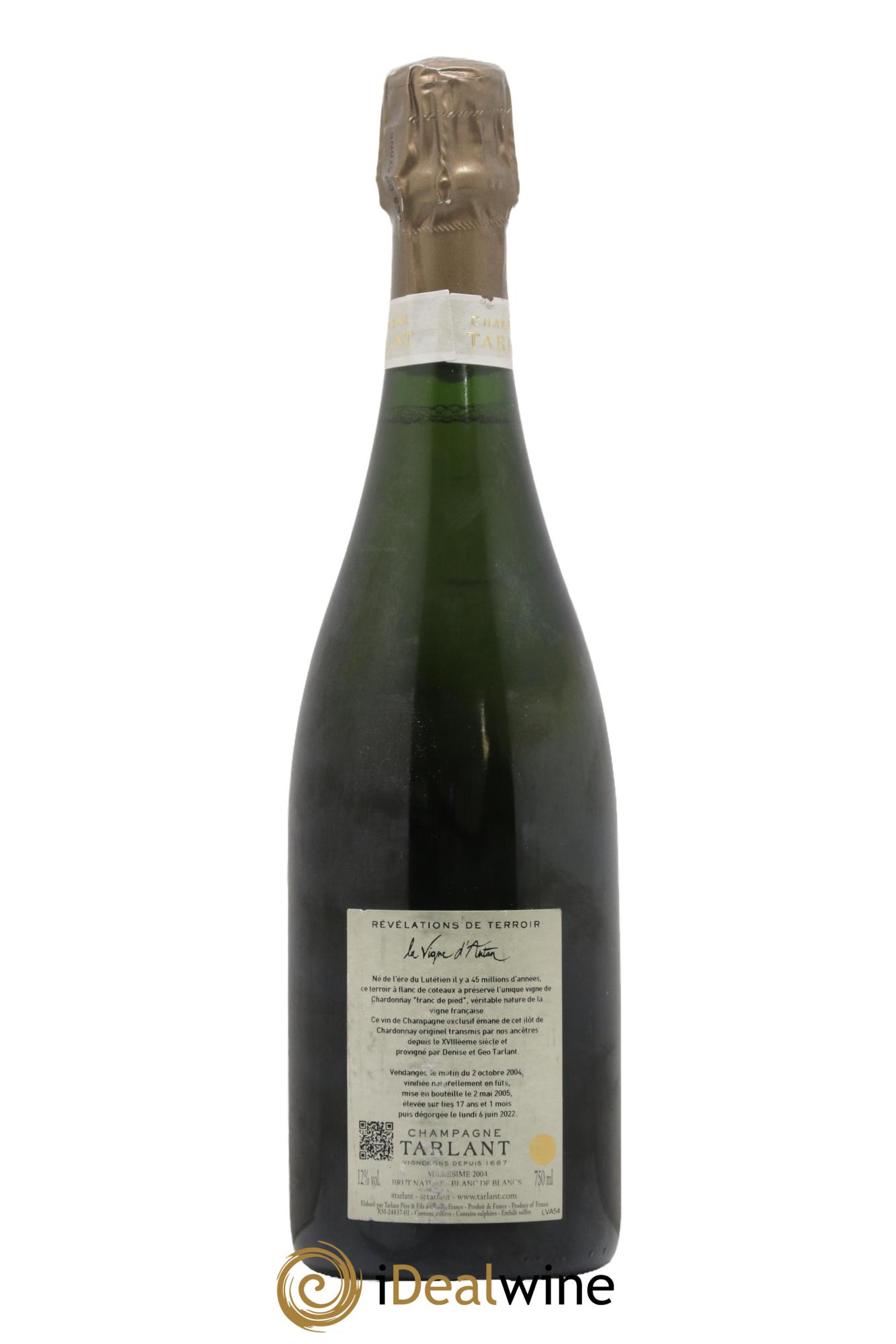 La Vigne d'Antan Blanc de Blanc Franc de Pied Tarlant 2004 - Lot of 1 bottle - 1