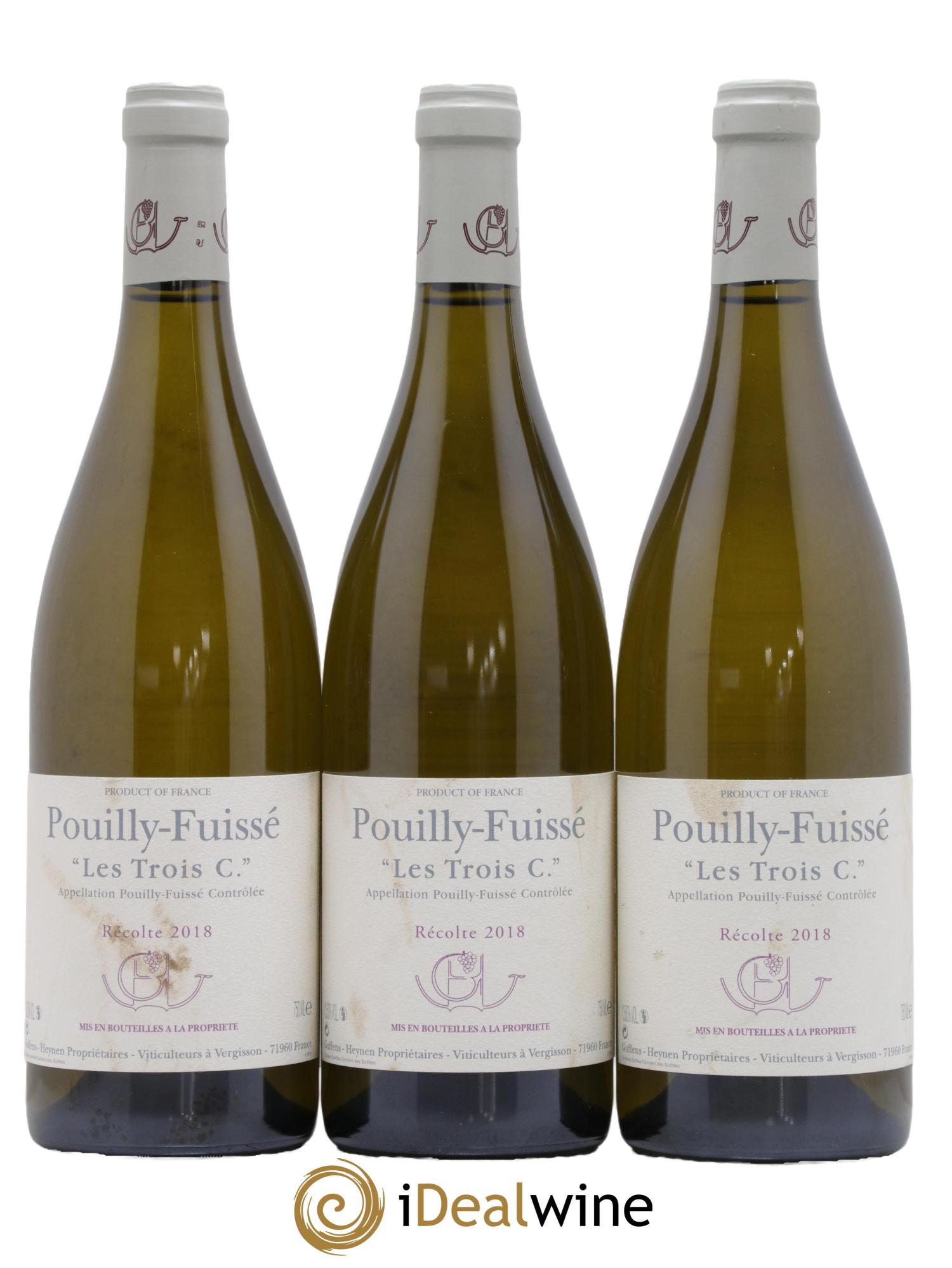 Pouilly-Fuissé Les Trois C Guffens-Heynen  2018 - Lot of 3 bottles - 0