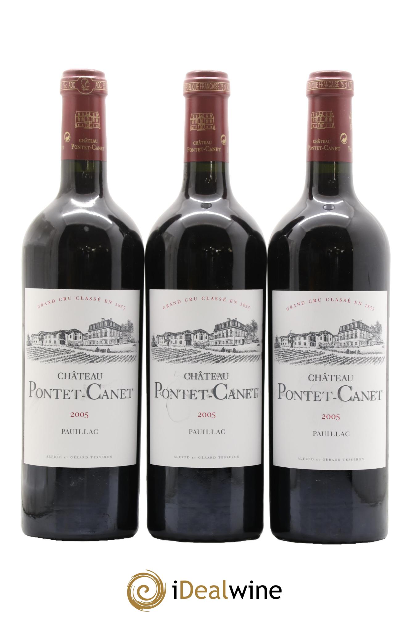 Château Pontet Canet 5ème Grand Cru Classé 2005 - Lot de 3 bouteilles - 0